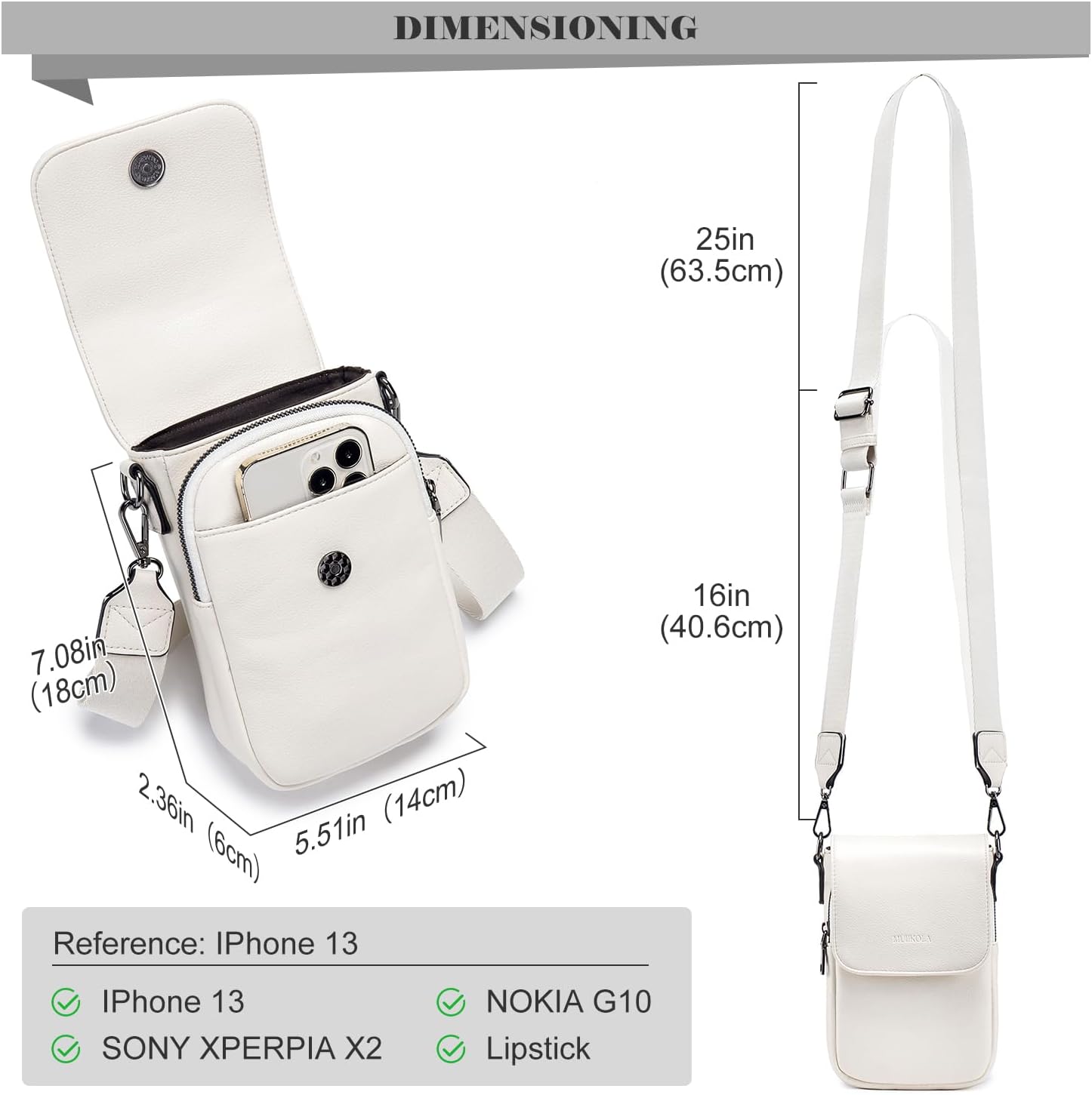 Thumbnail 3 de MUIIKOLA Handytasche zum Umhängen mit RFID-Schutz, Geldbörse & breitem Gurt