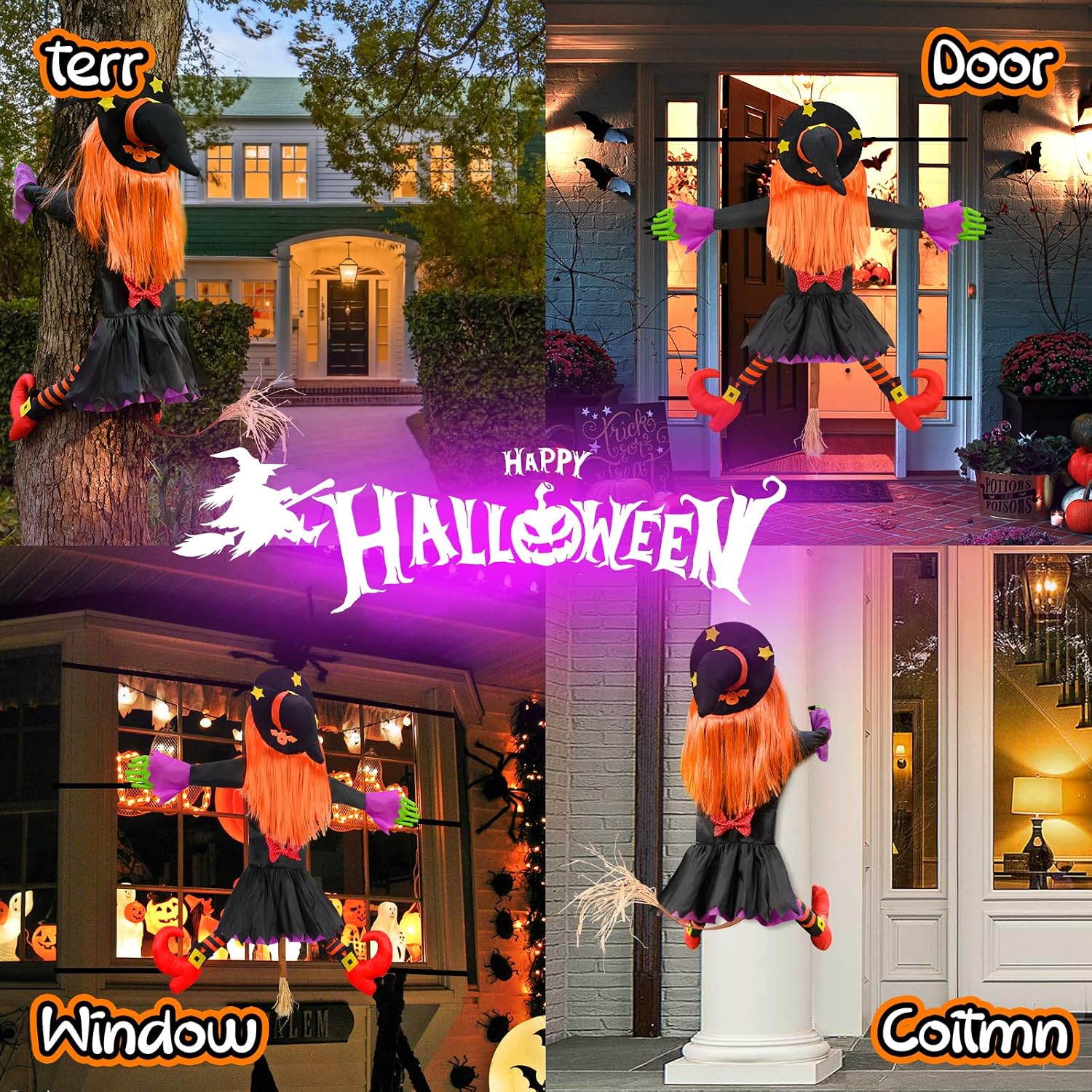 Thumbnail 6 de Bswalf 55-Inch Crashing Witch Halloween Decoration, Hanging Outdoor Prop