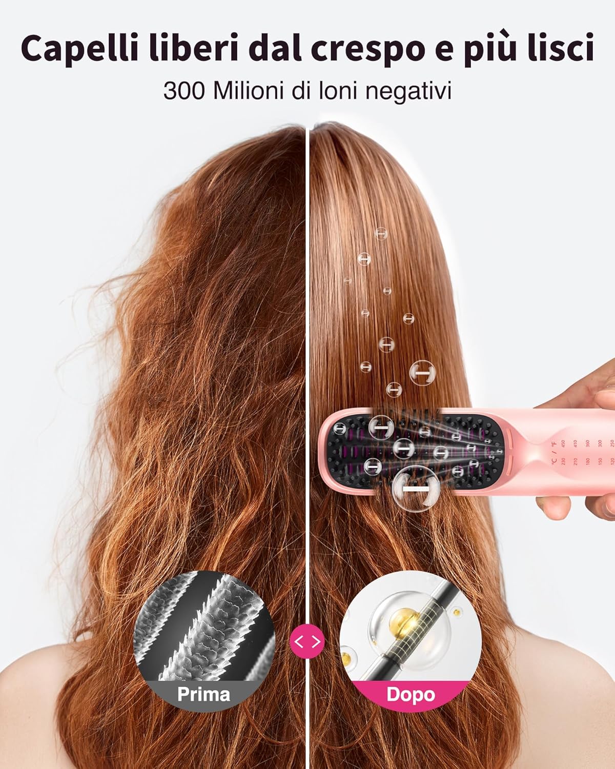 Detalle de Bopcal Spazzola Lisciante Senza Fili 10000 mAh – 3 in 1: lisciatura, districante e Power Bank