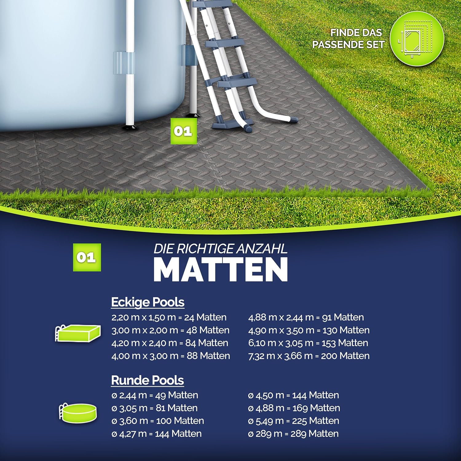 Thumbnail 1 de tillvex Set di 48 tappetini protettivi per piscina in EVA, con isolamento termico