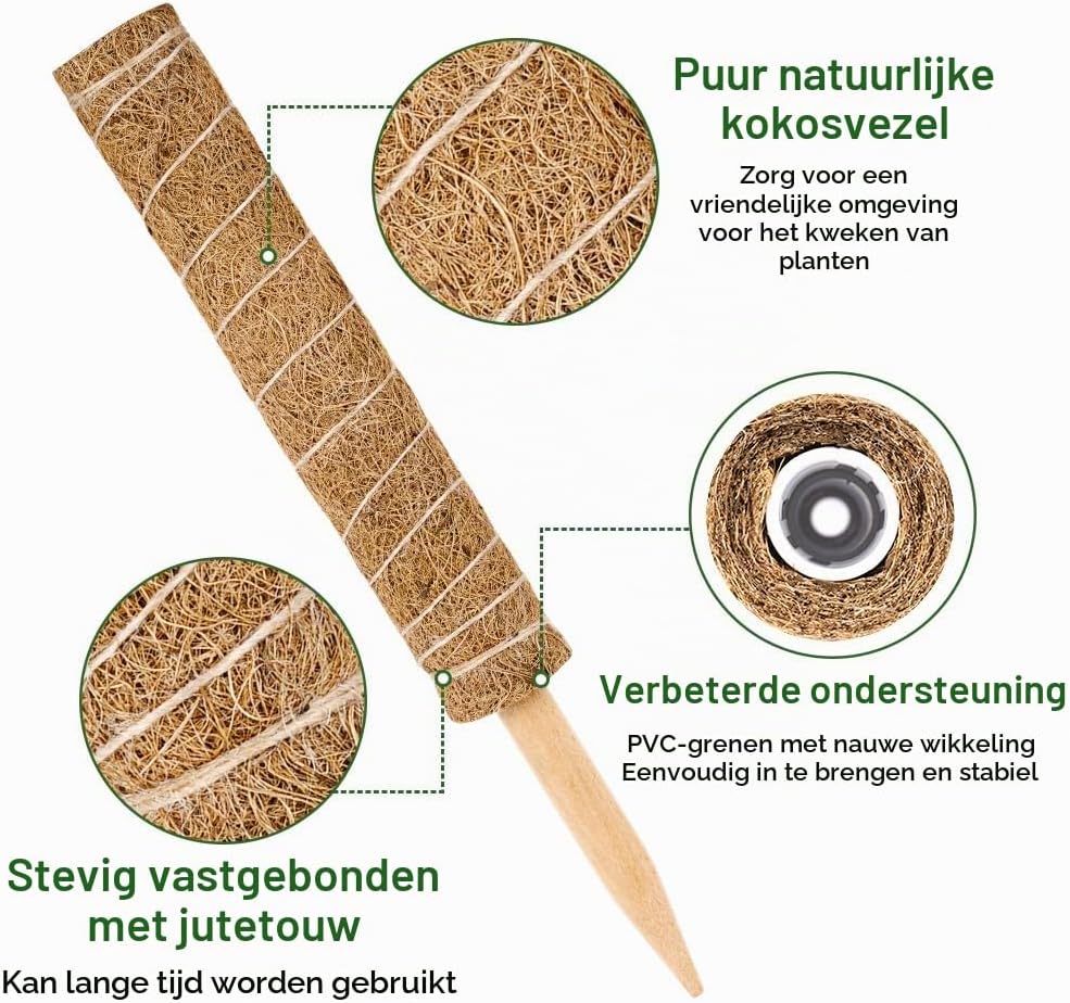 Detalle 1 de Vicloon 4pcs 40cm plantensteunen van natuurlijke kokosvezel, set van 4