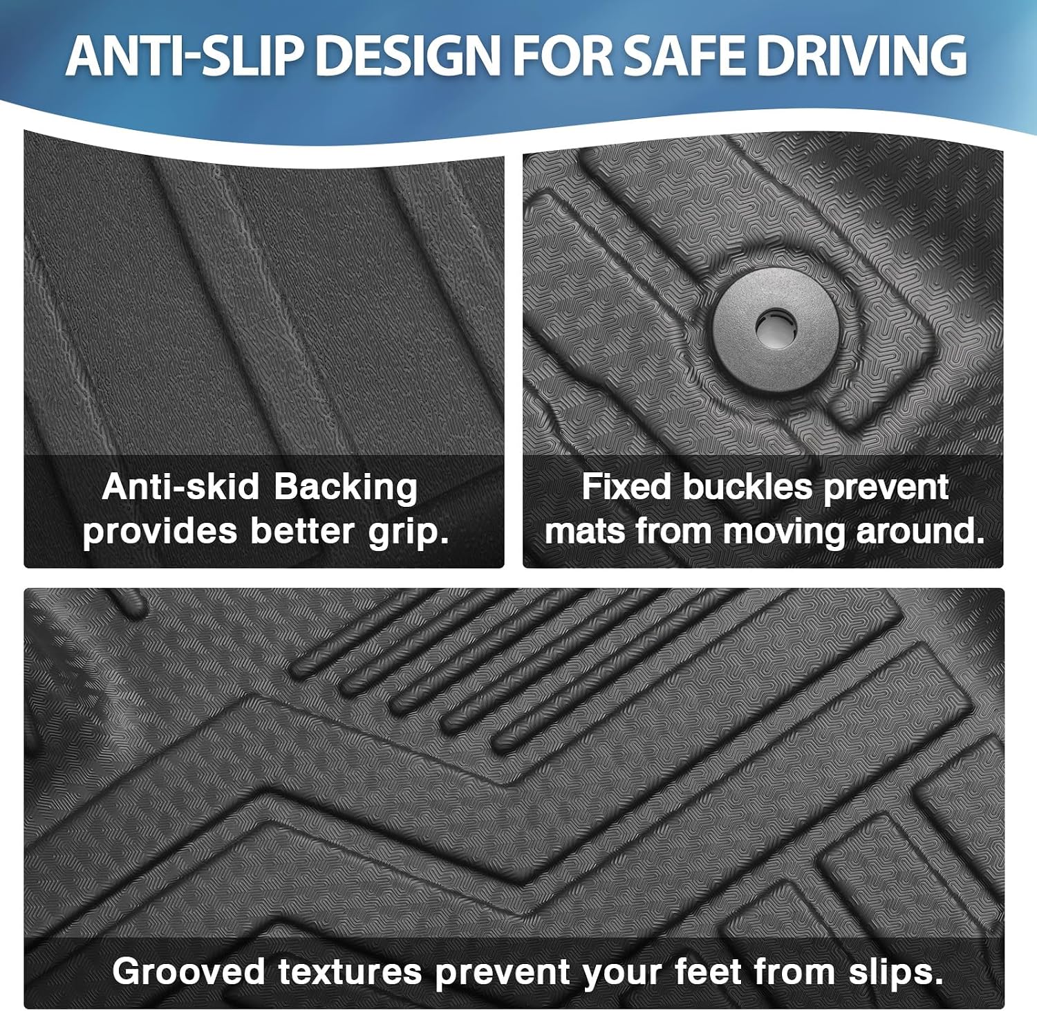 Detalle 2 de FIILINES Kia Sorento Floor Mats, 3D TPE All-Weather Liners, Black, 2021–2026