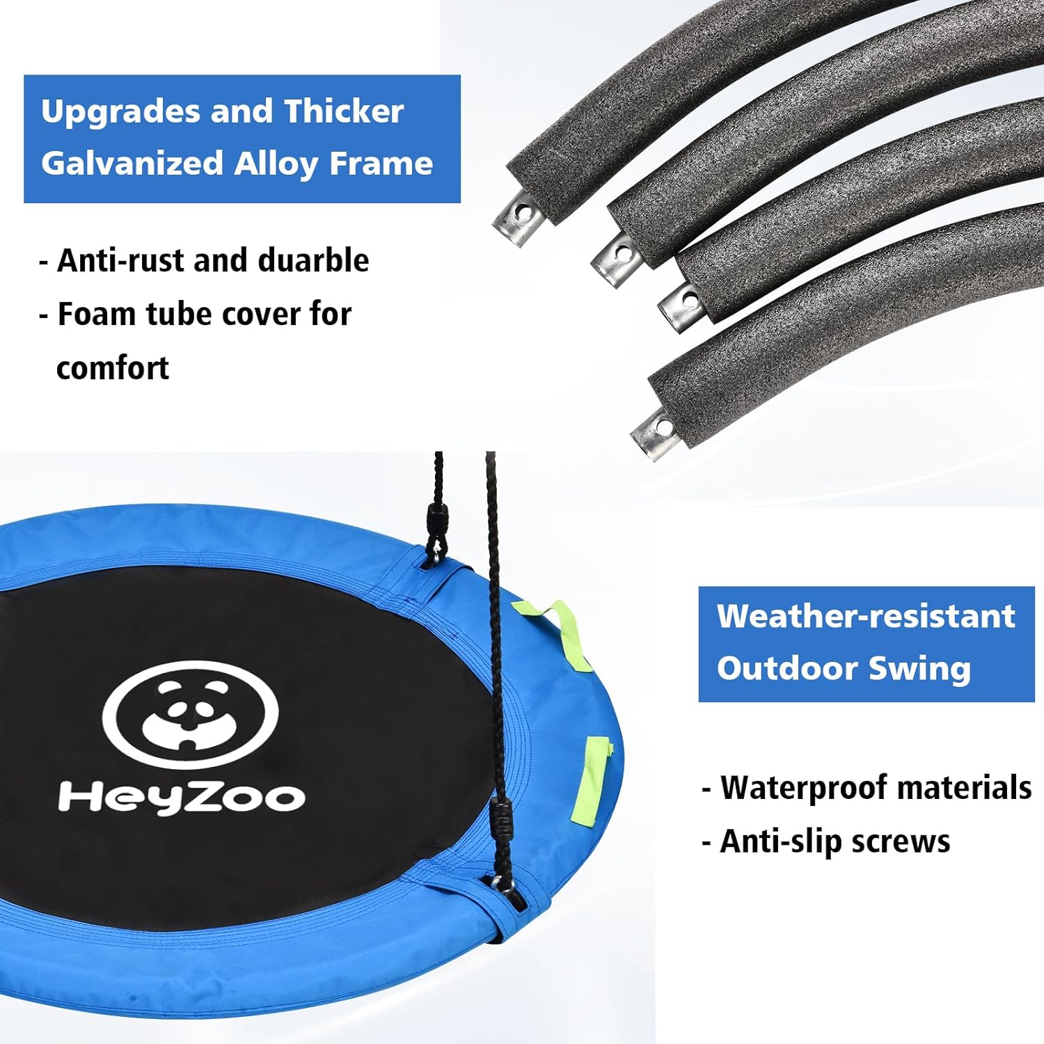 Detalle 2 de HeyZoo 48 inch Tree Swing Saucer Flying Swing (900 lbs capacity) with Adjustable Hanging Straps, Blue