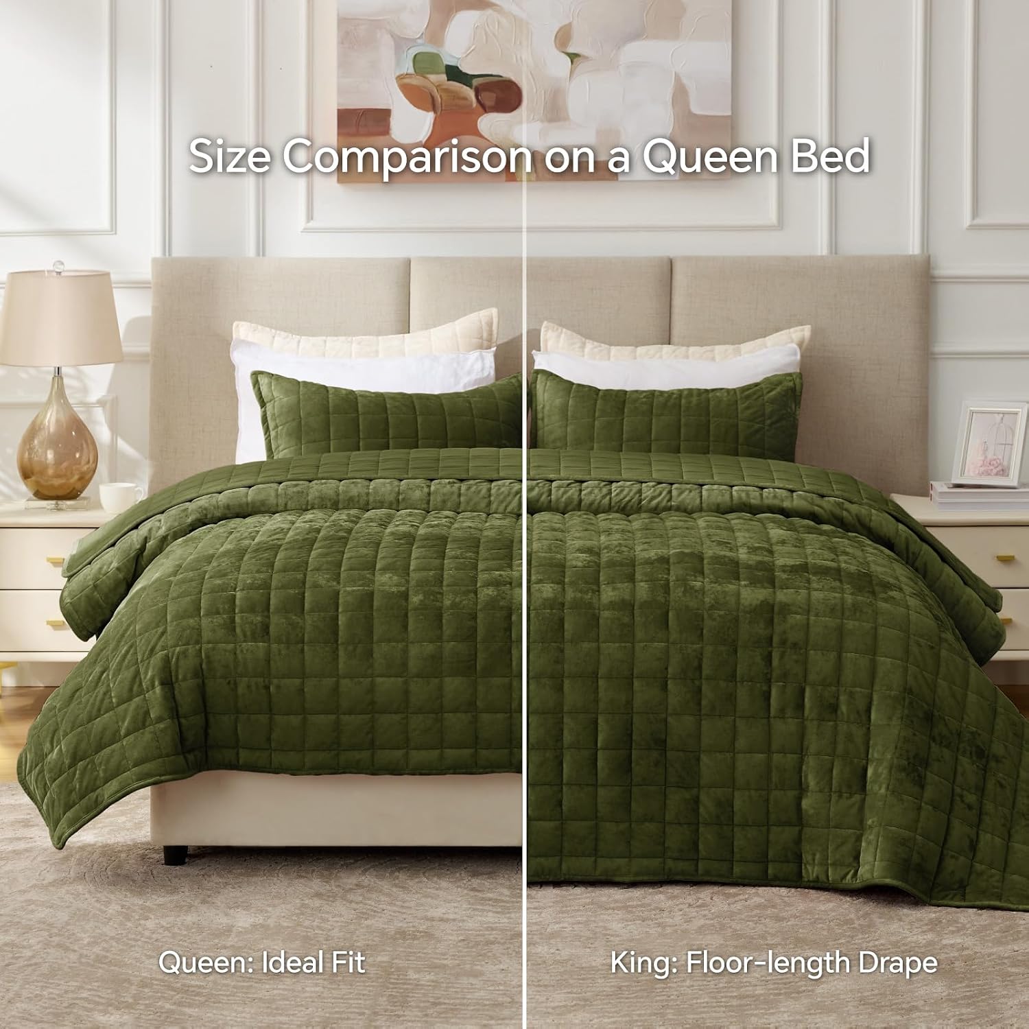 Thumbnail 6 de BEDELITE Velvet Quilt Set (King Size) — Lightweight Luxury Velvet Comforter Bedding Set, 3-Piece
