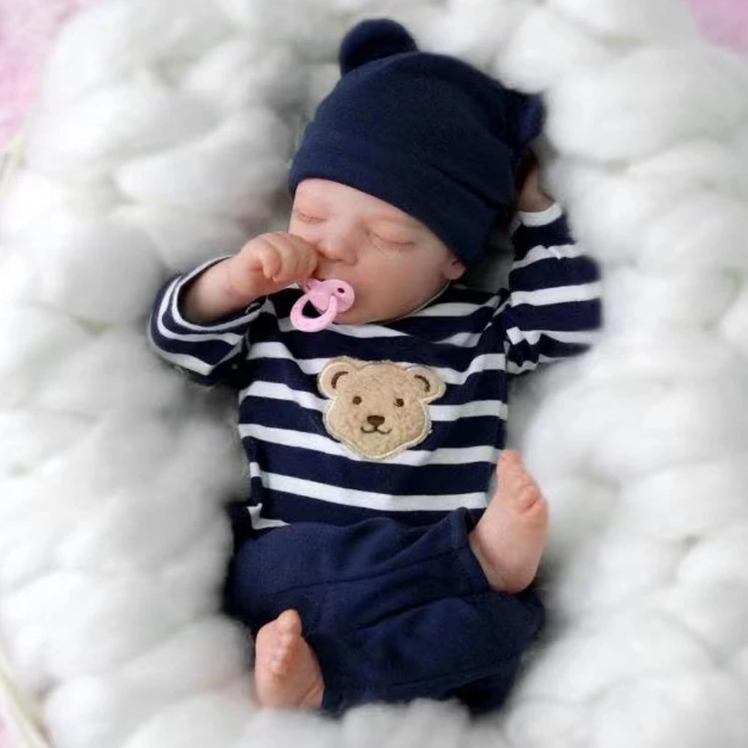 Detalle 2 de Reborn Baby GS411 realistische babypop van zachte siliconen met haar