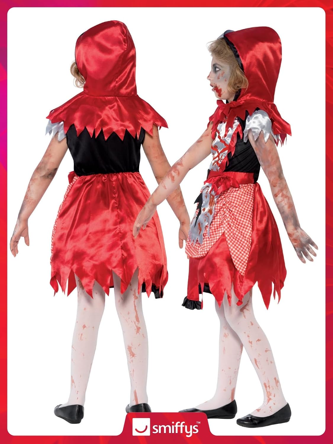 Detalle de Smiffys Kinder Zombie Miss Hood Kostüm, Kleid und Kapuzencape, Größe M (44285)