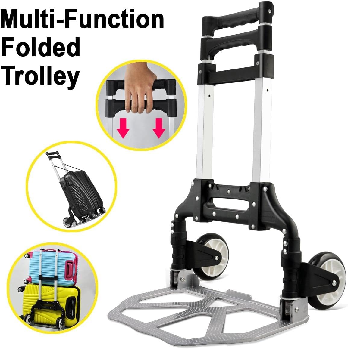Detalle 2 de Yaheetech Heavy Duty Folding Sack Trolley in Aluminium (75kg load) – Black