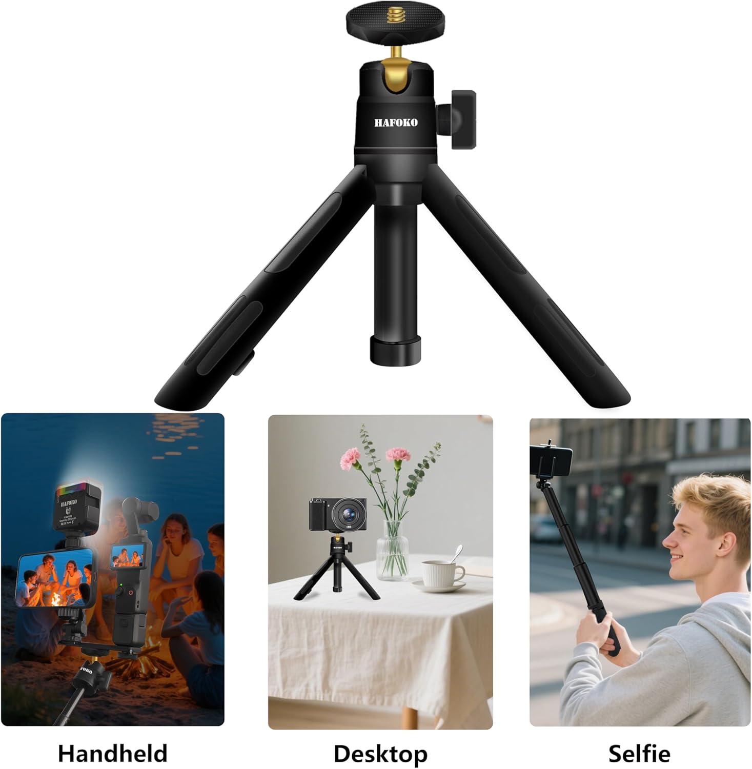 Detalle de HAFOKO ST-08 mini camera tripod 2 kg support