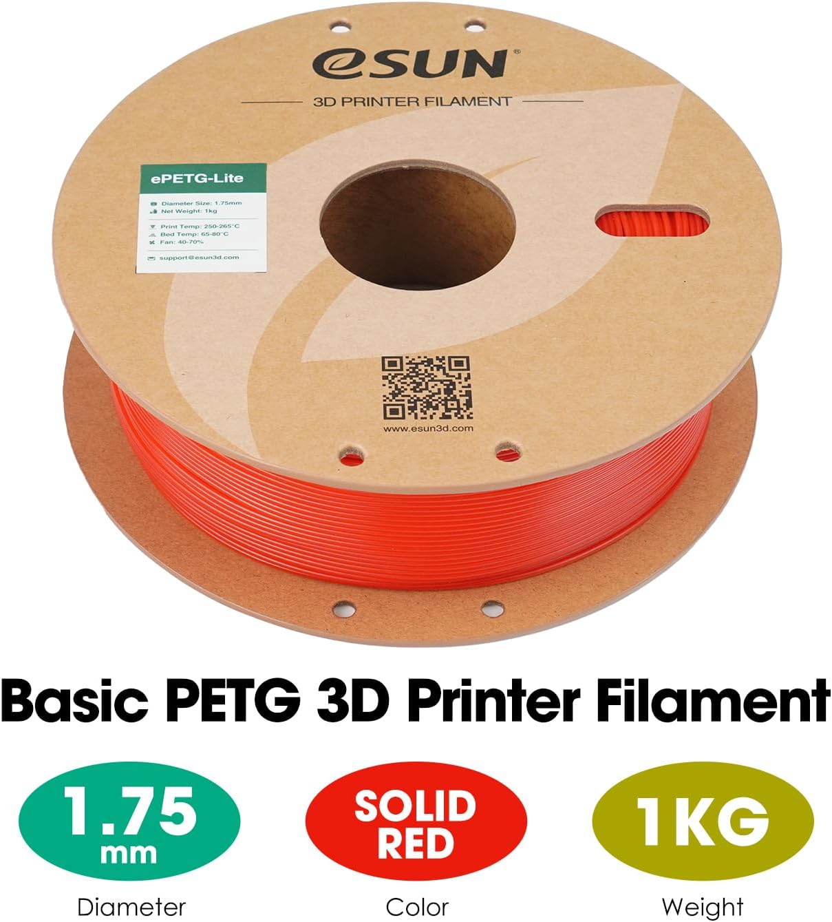 Detalle 2 de eSUN PETG Filament 1.75mm 1KG Spule Rot