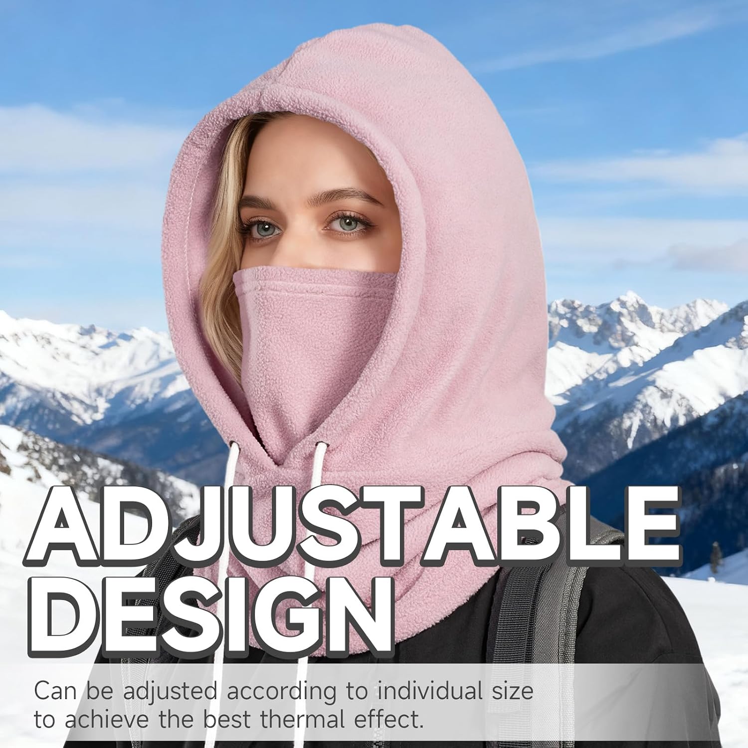 Detalle de OZERO Fleece Balaclava Ski Mask, Convertible Hood with Adjustable Fit