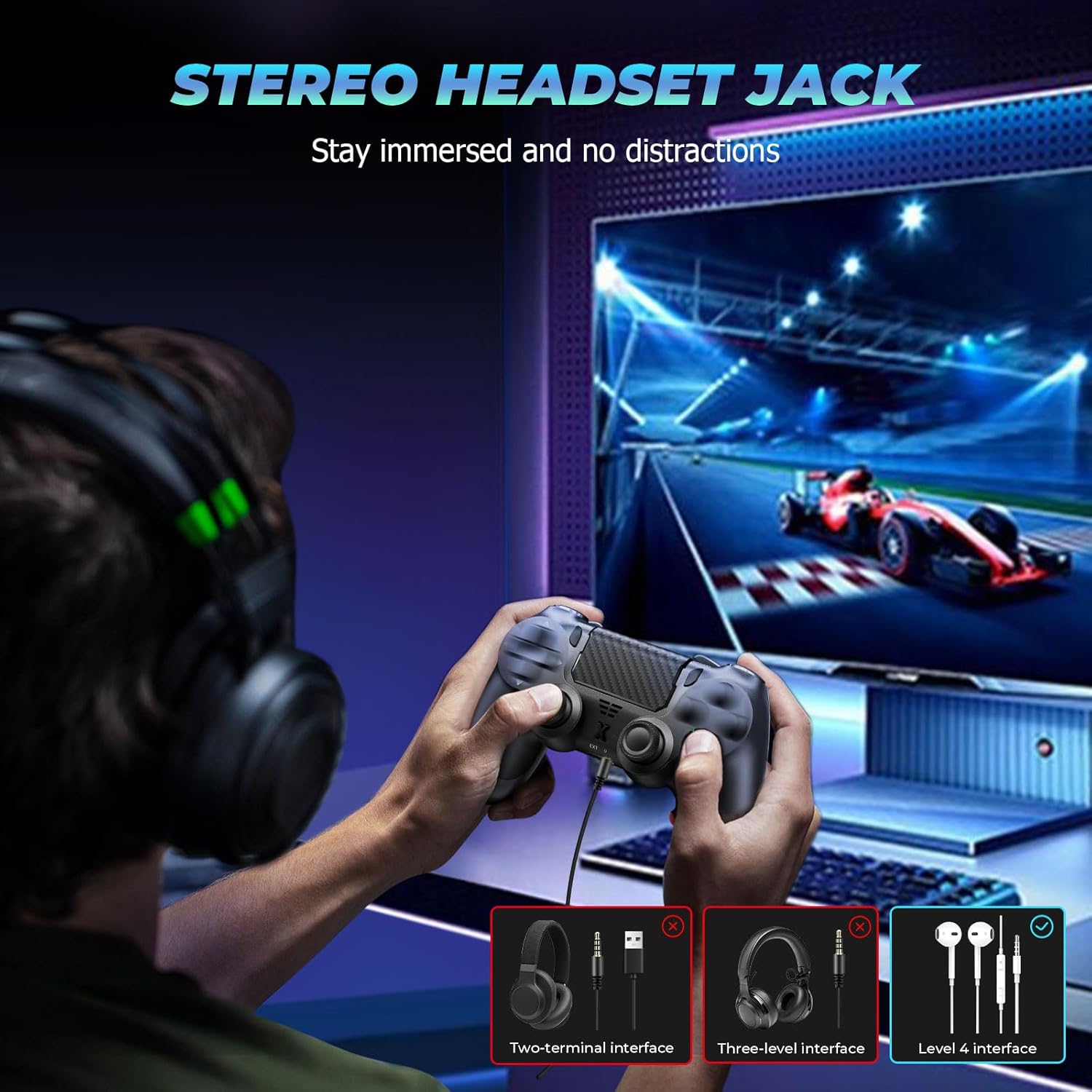 Detalle de Suoxiom Wireless Controller for PS-4, Pro, Slim and PC