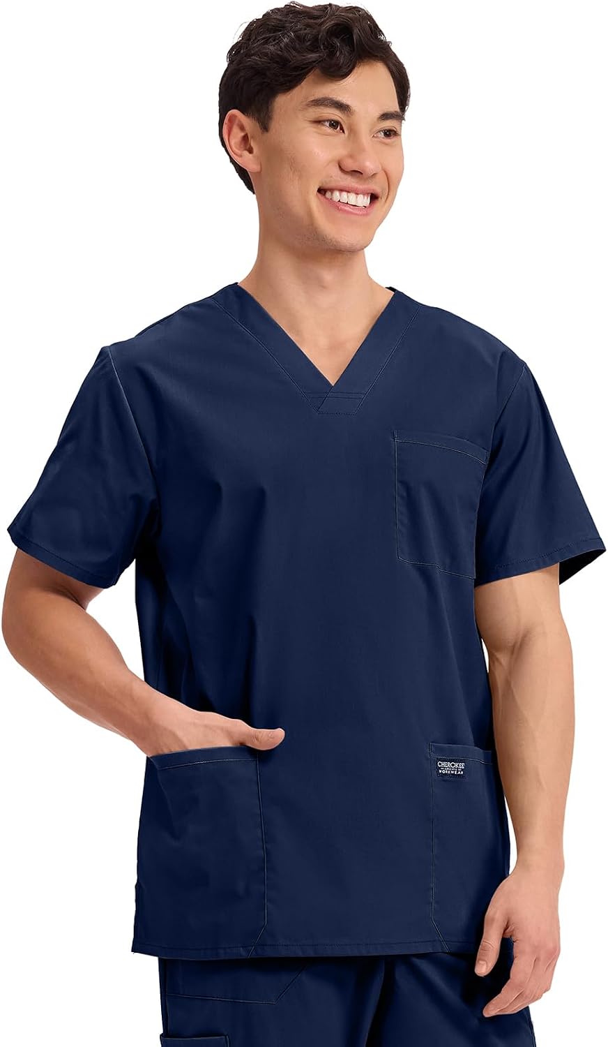Detalle de Cherokee Men's Scrub Top, 4 Pockets