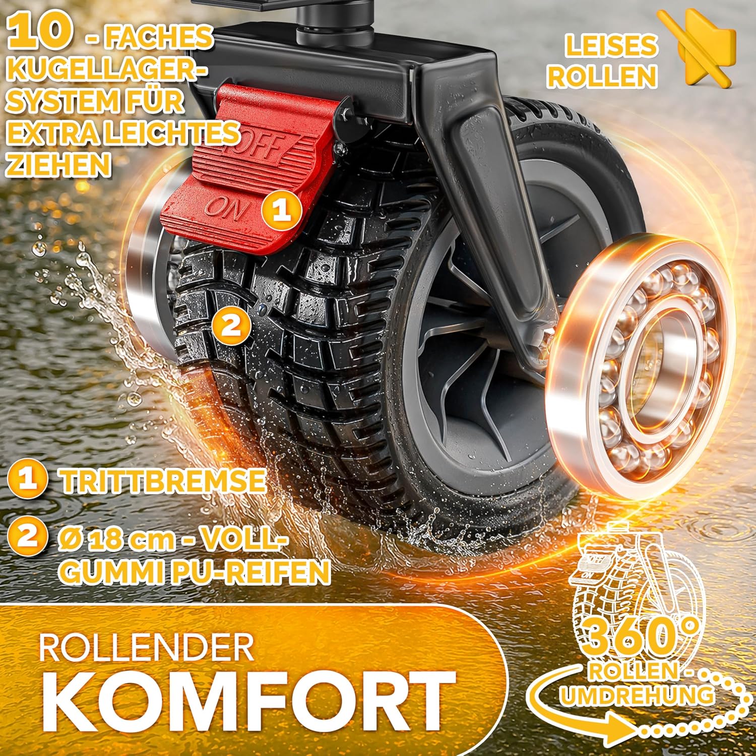 Thumbnail 3 de TRESKO TKGV_TKHW opvouwbare transportwagen, 300 l met rem en rubberbanden