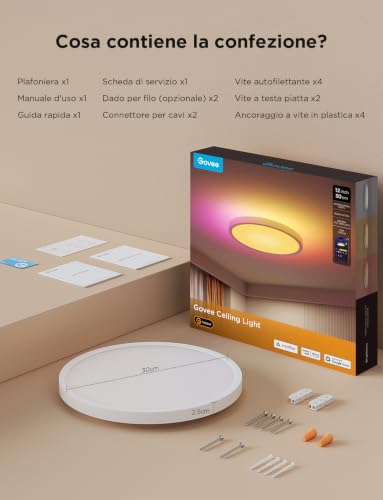Thumbnail 8 de Govee RGBIC LED Plafoniera a Soffitto 2400 lm – 30 cm, design ronde, controllo vocale e scena RGBIC