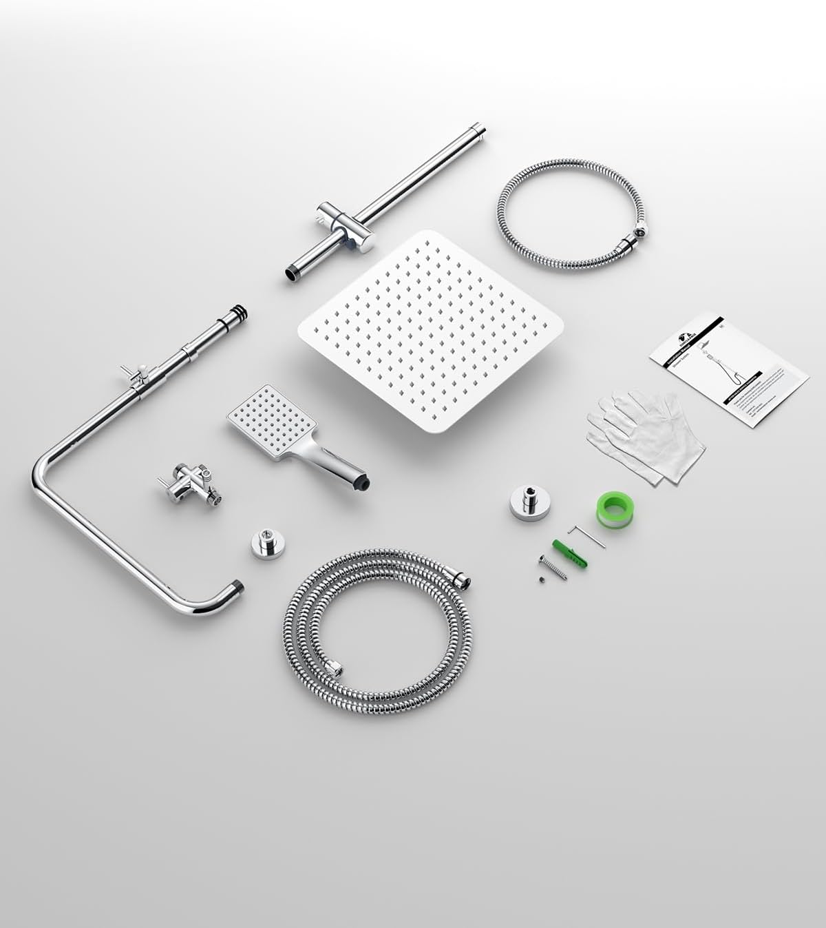 Thumbnail 6 de SunCleanse Shower Riser Rail Kit with 30 × 30 cm Square Overhead Shower – Chrome