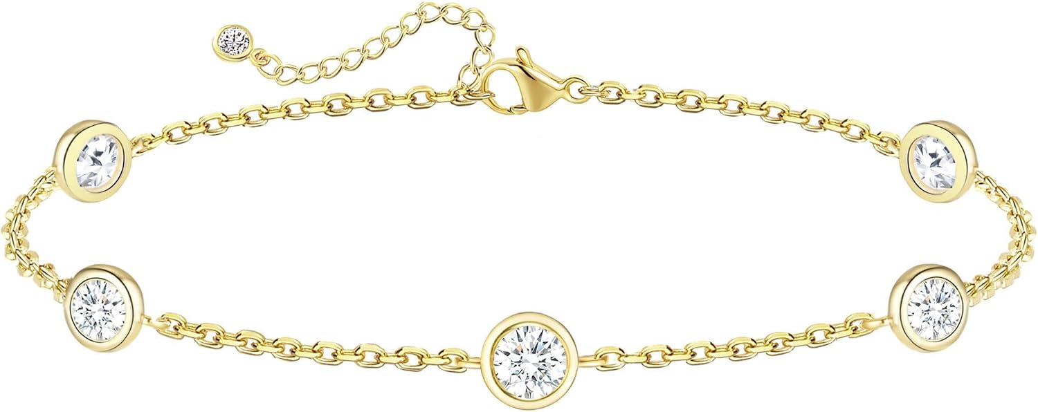 Detalle de Bracelet Femme ZHESHY Argent 925 Or 14K Plaqué Or Réglable avec Trèfle à 4 Feuilles et Zircon