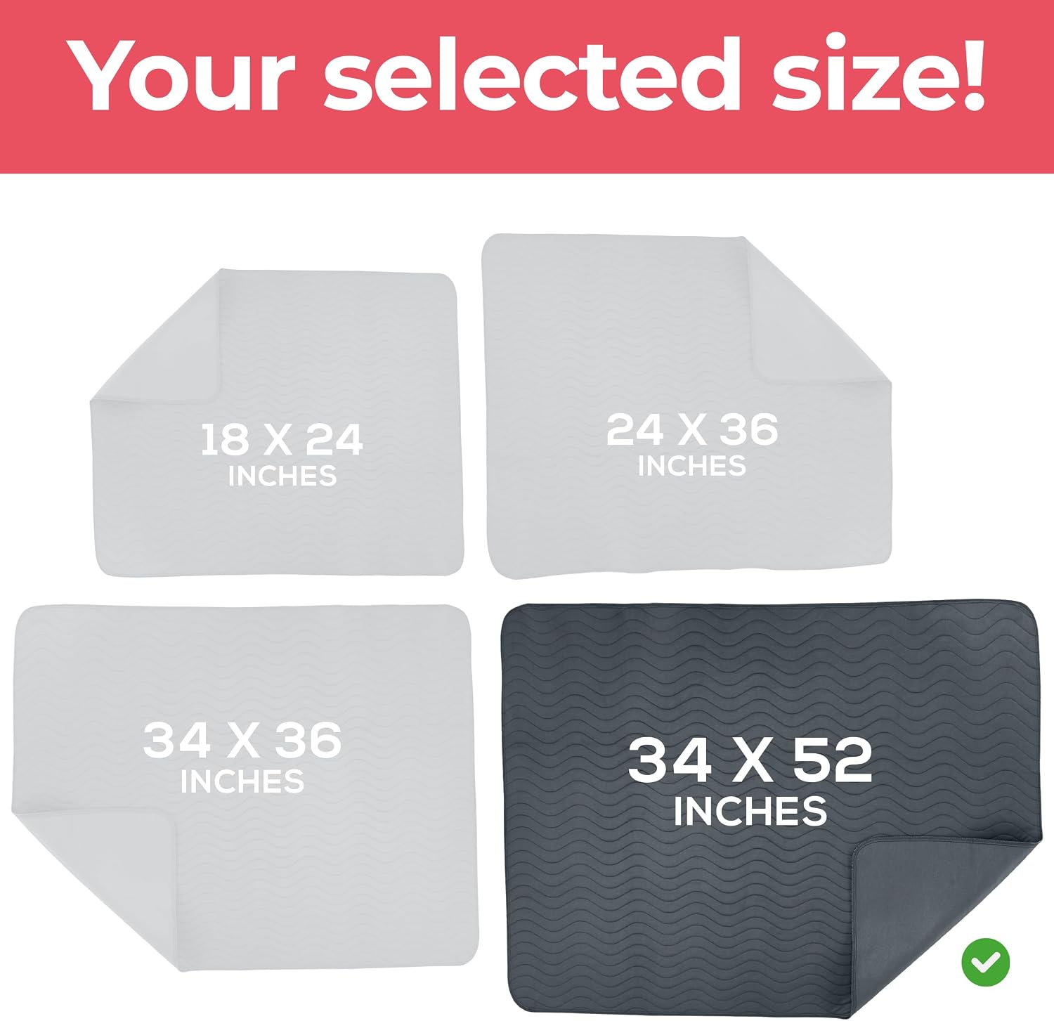 Detalle 2 de Utopia Bedding UB3675 Washable Incontinence Bed Pads, 34" x 52", 4-Pack