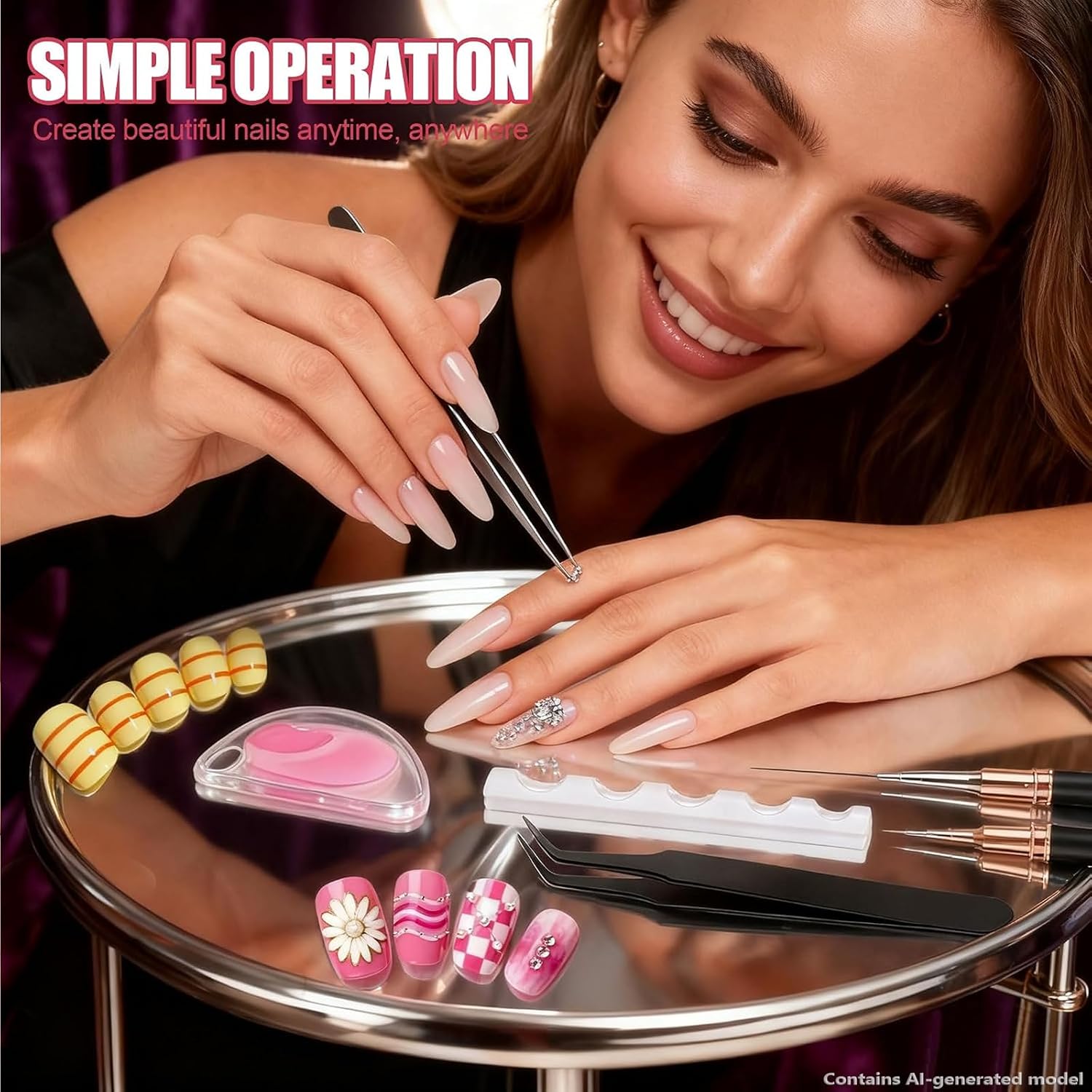 Thumbnail 3 de Artdone Nail Striping Tape Lines Kit with Nail Art Tools, Pens, Dotting Tools & Liner Brushes