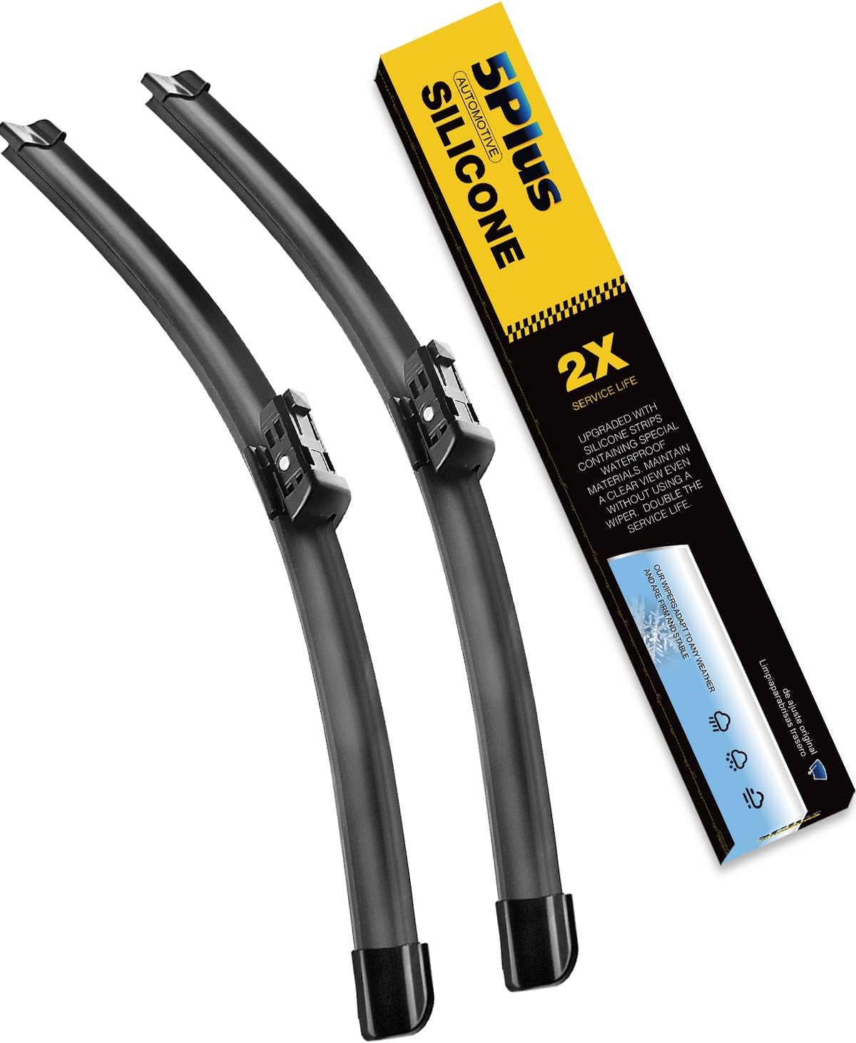 Detalle de 5 PLUS Silicone Replacement Wiper Blades (26" & 20") with Water-Repellent Edge