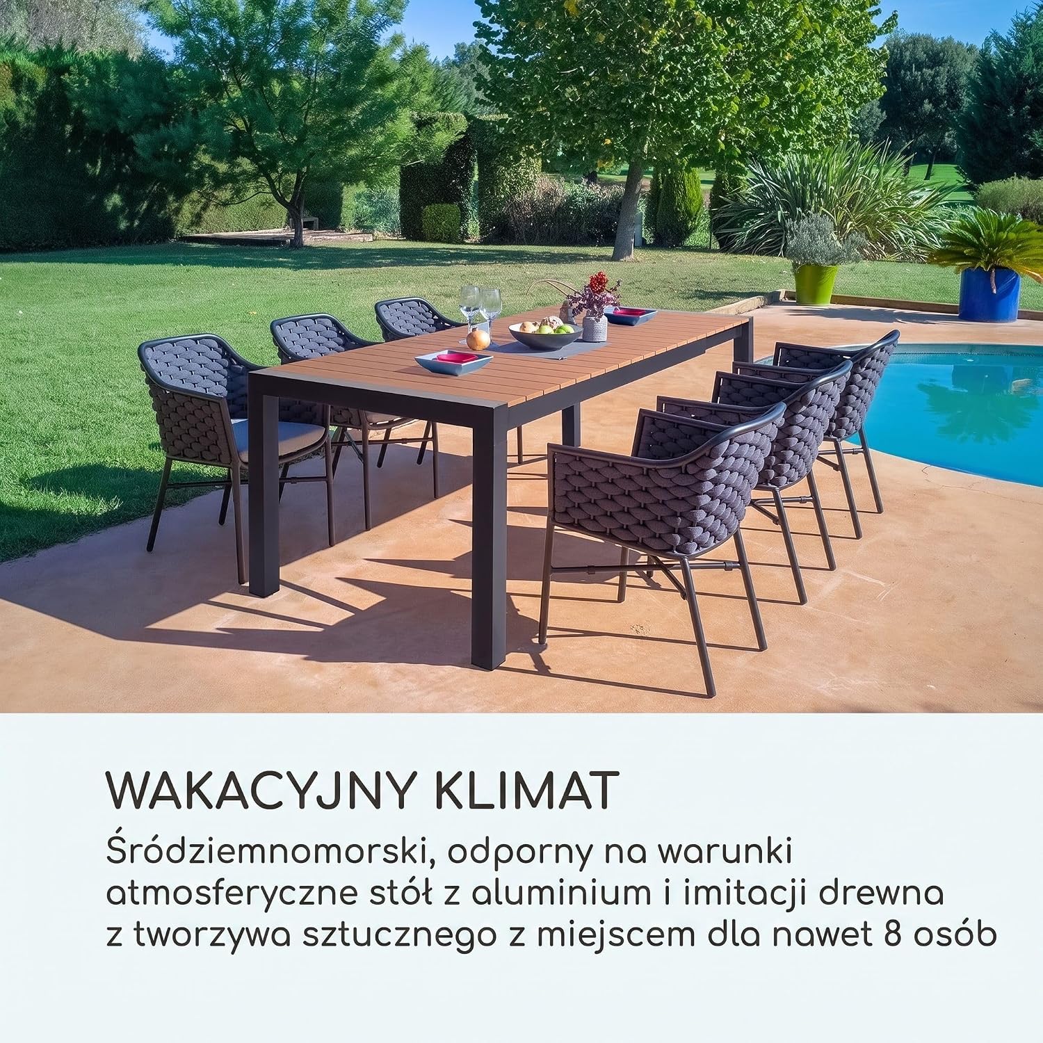 Detalle 2 de blumfeldt Menorca – rozkładany stół ogrodowy z Polywood, do 213 × 95 cm
