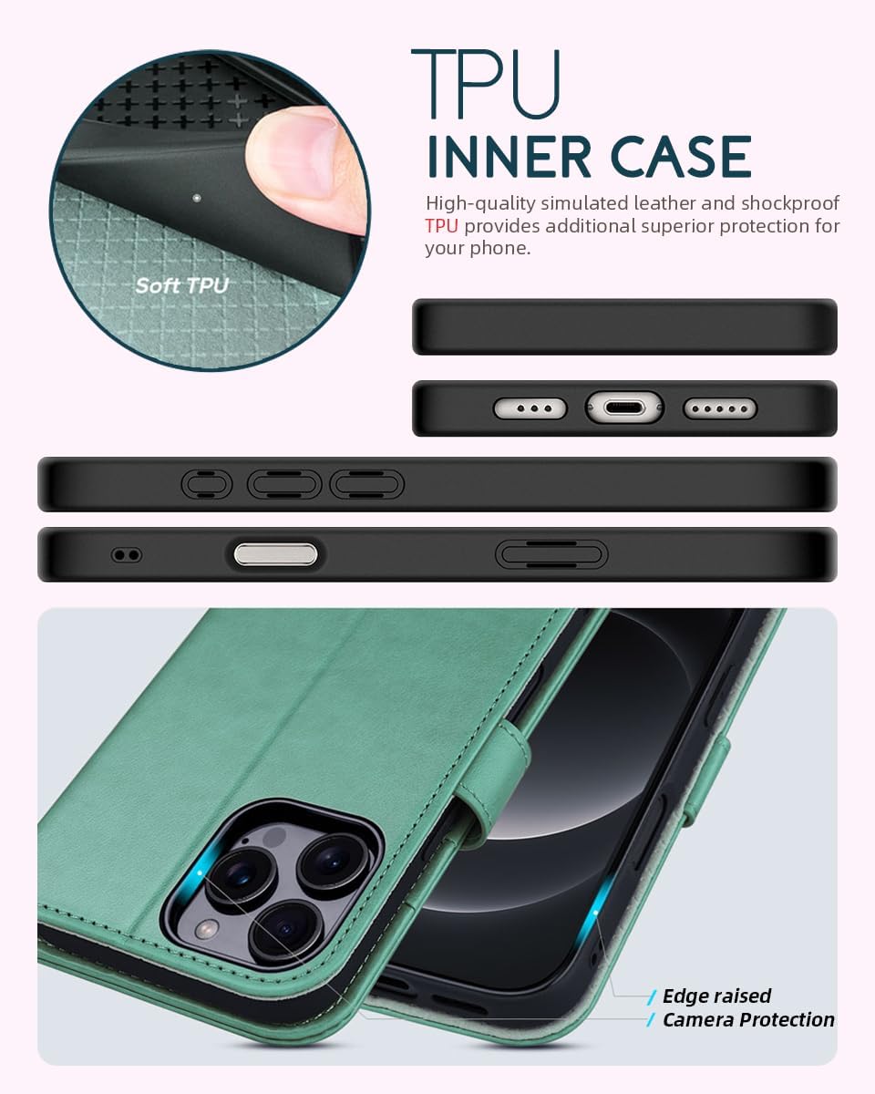 Thumbnail 5 de OCASE Hülle für iPhone 16 Pro mit Handykette – Lederoptik, verstellbares Band, RFID-Schutz