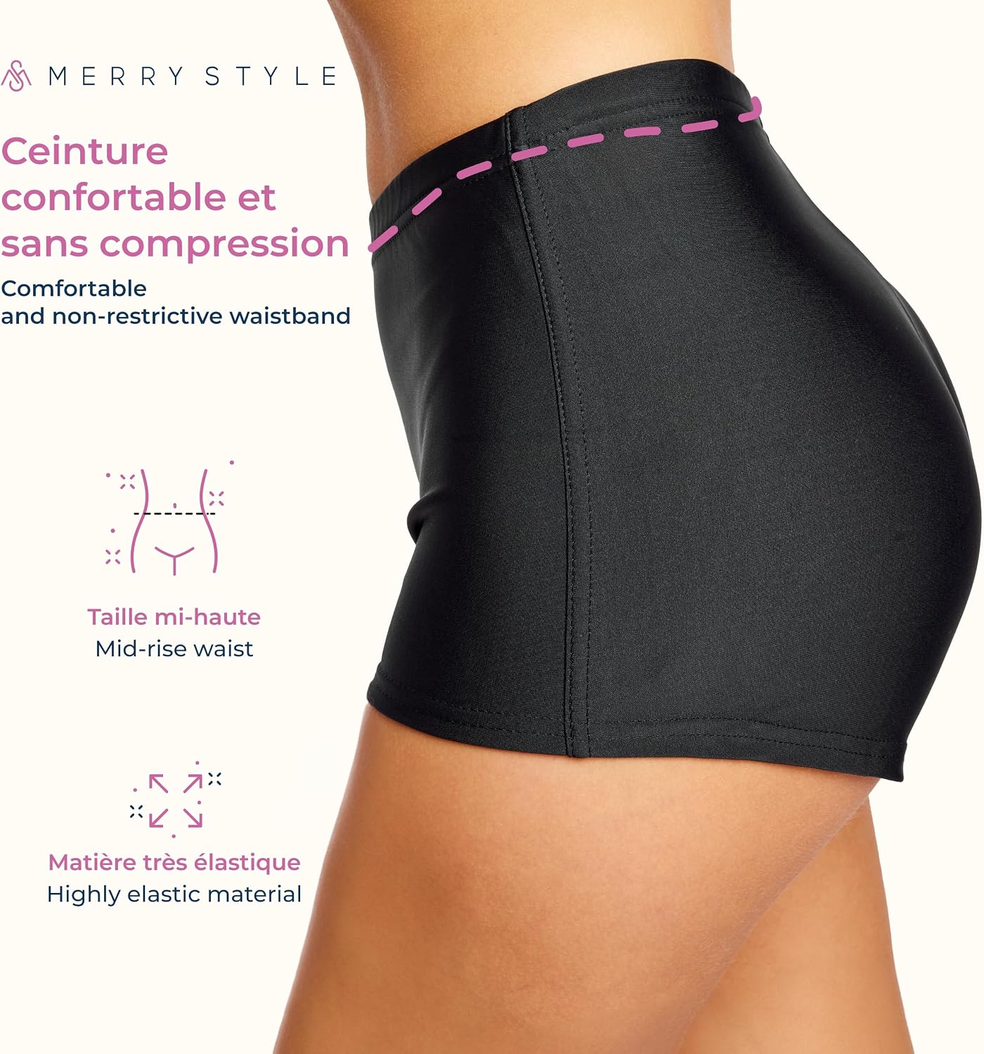 Detalle de Merry Style Short de bain sport femme L23L1 – couleur intense, UPF 50+ et séchage rapide