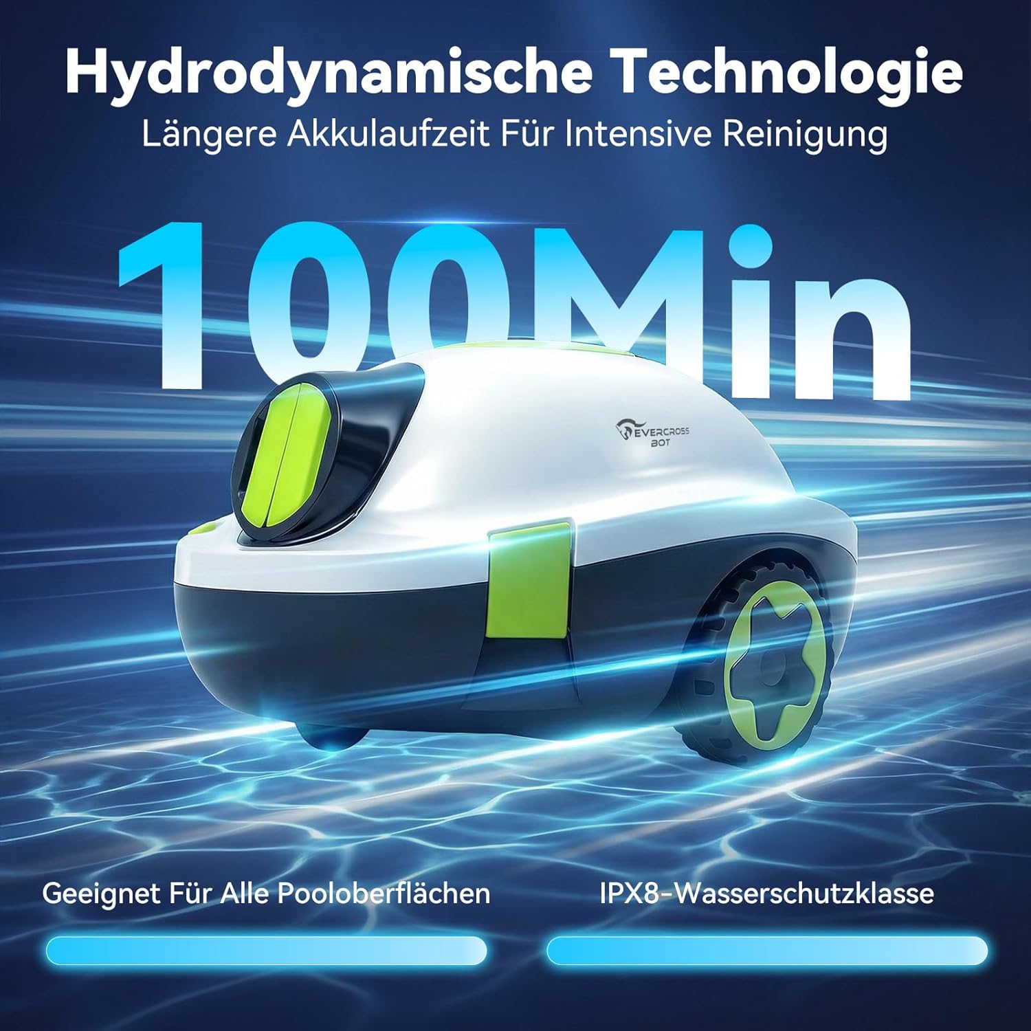 Thumbnail 2 de EVERCROSS BOT Y10 Poolroboter – zuverlässige Bodenreinigung für große Becken bis 120 m²