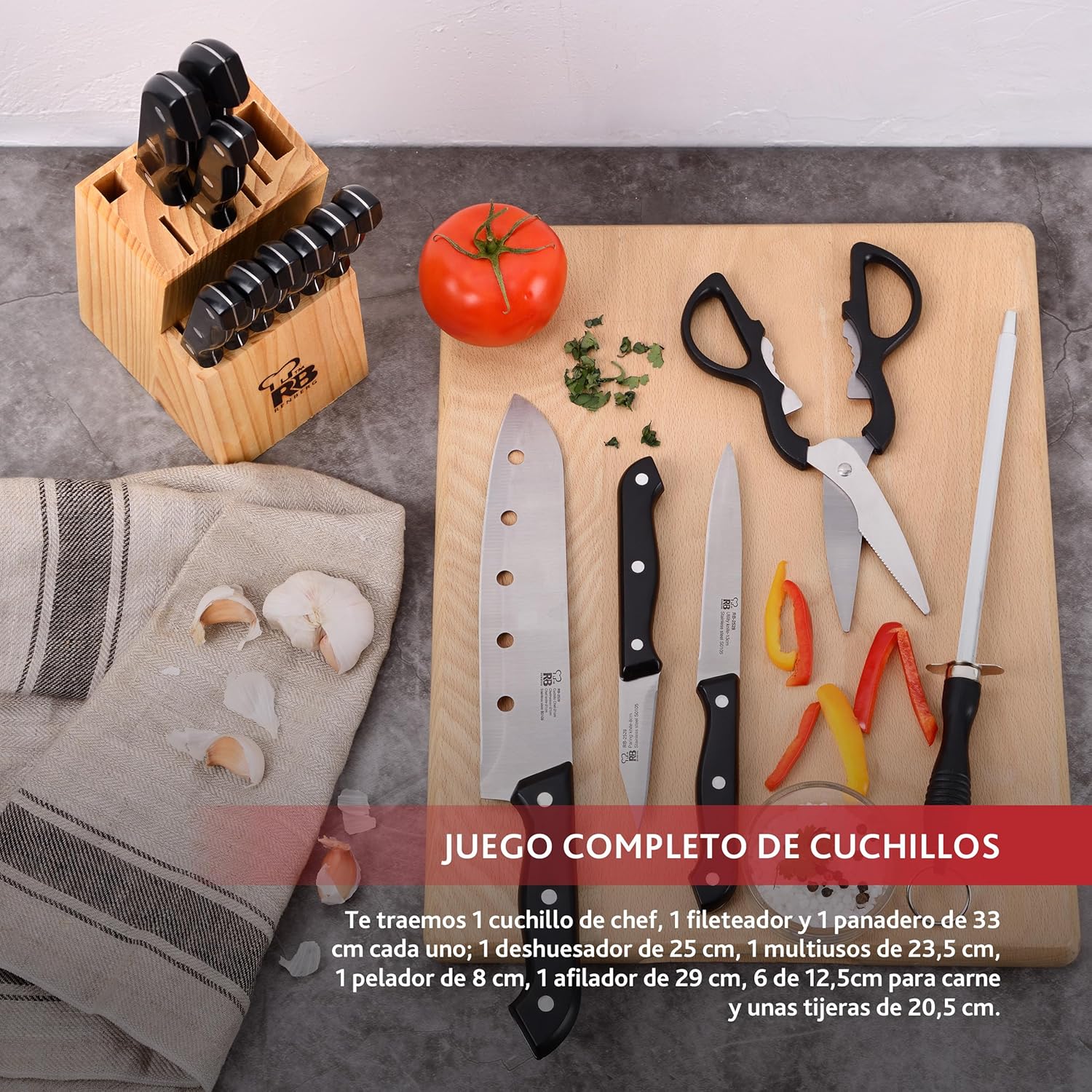 Thumbnail 7 de Renberg Tenessy 🗡️ Set de Cuchillos de Cocina 15 Piezas