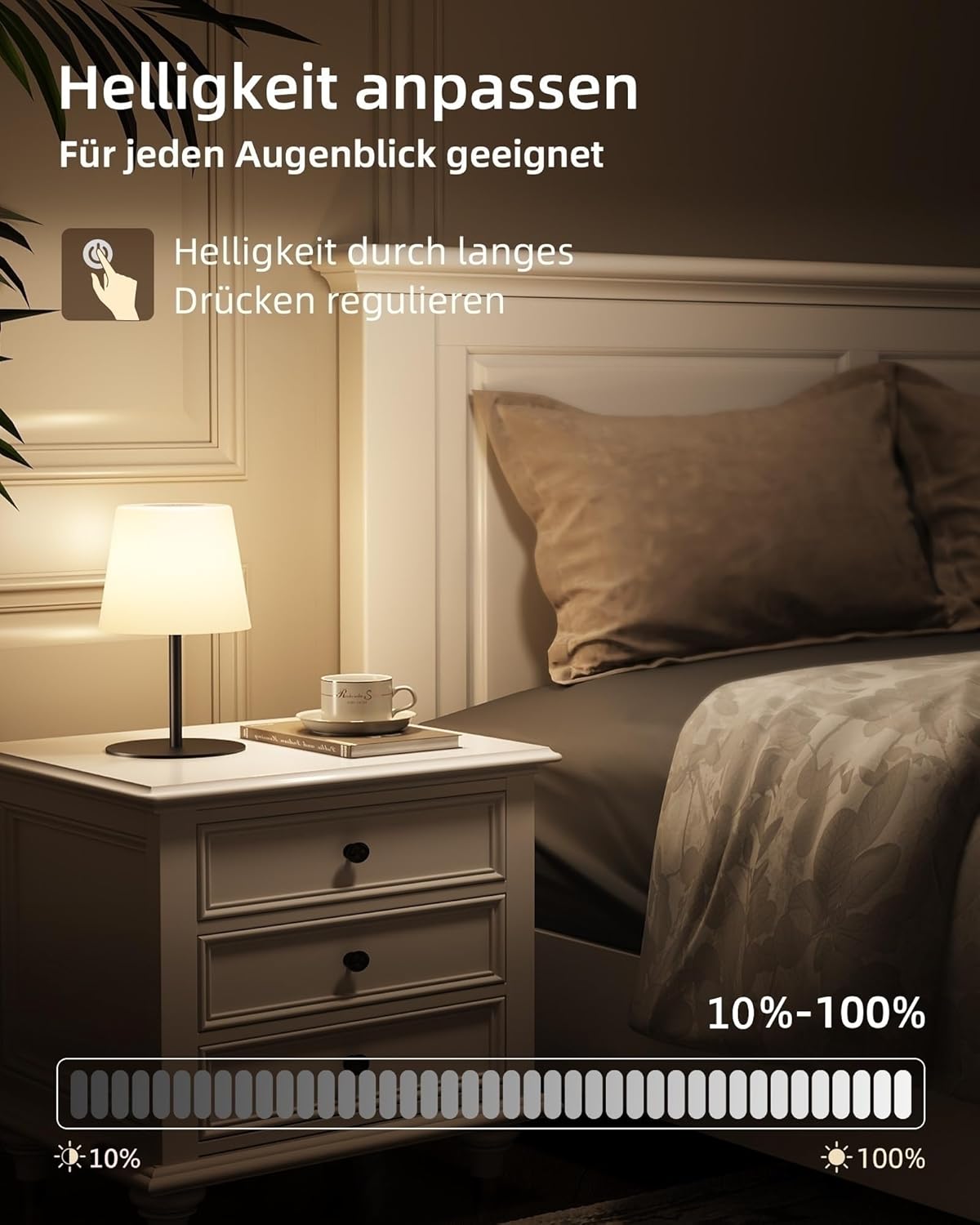 Thumbnail 2 de EZVALO 2er-Set Kabellose Tischlampe LED – IP65, 4500mAh USB-C, Touch-Dimmbar, 3 Farbtemperaturen