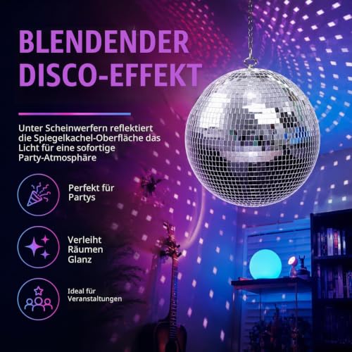 Detalle de Youdepot 30 cm Discokugel mit Spiegelmosaik zum Aufhängen