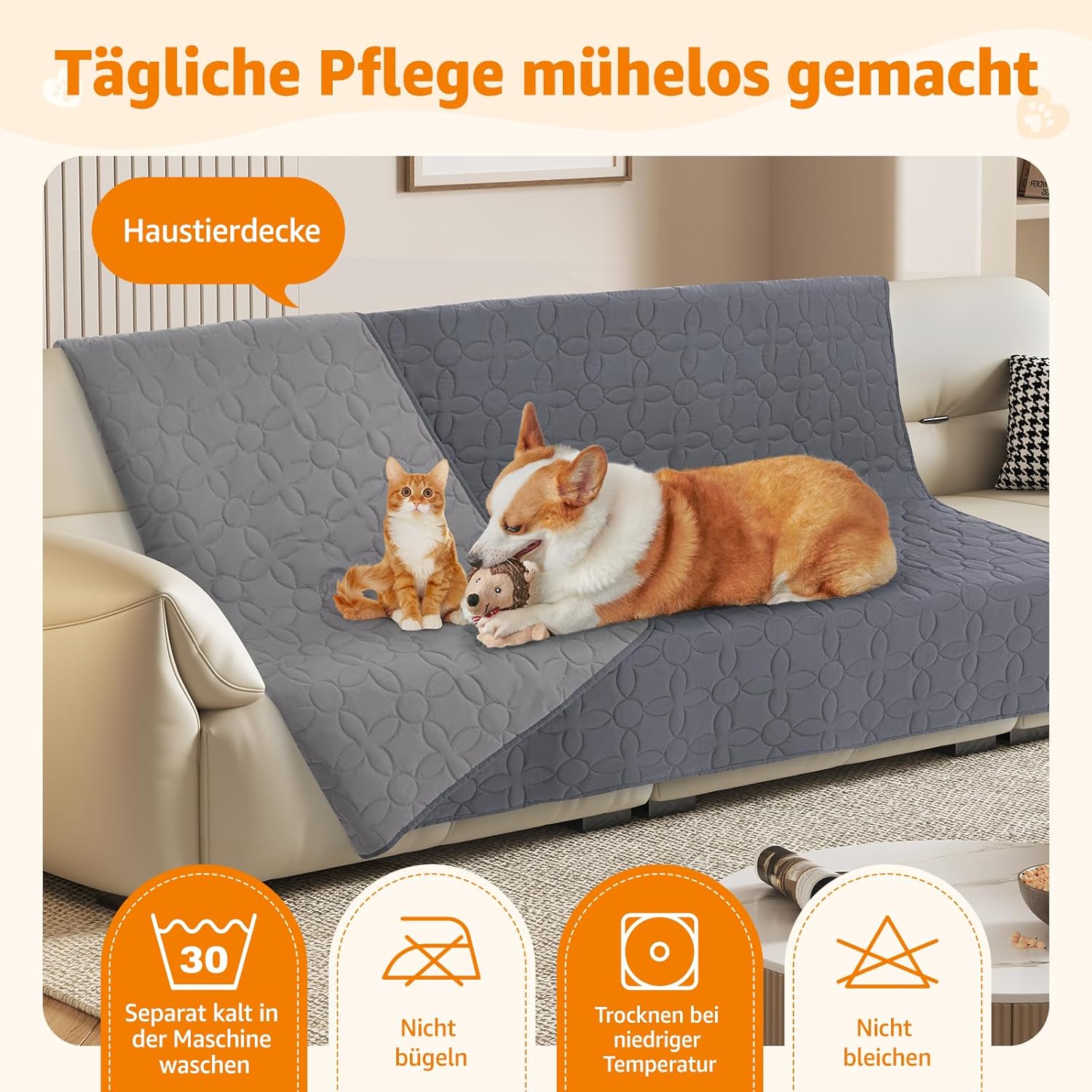 Thumbnail 6 de PICK FOR LIFE wasserdichte Hundedecke – beidseitig nutzbare Haustierdecke zum Schutz von Sofa, Bett & Auto