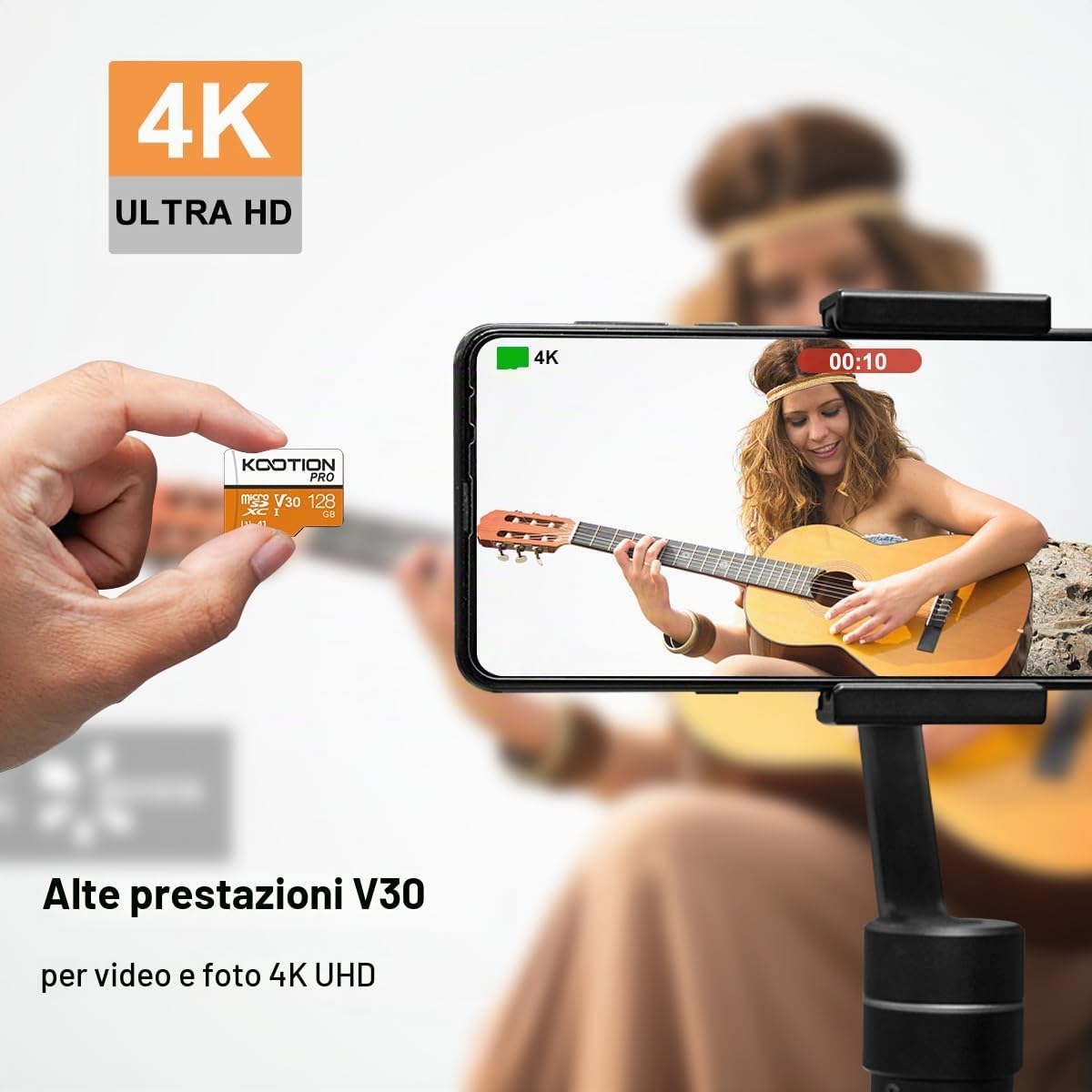 Detalle de KOOTION Scheda di Memoria 128GB Micro SDXC U3 A1 V30: velocità reali, affidabilità e versatilità per ogni dispositivo