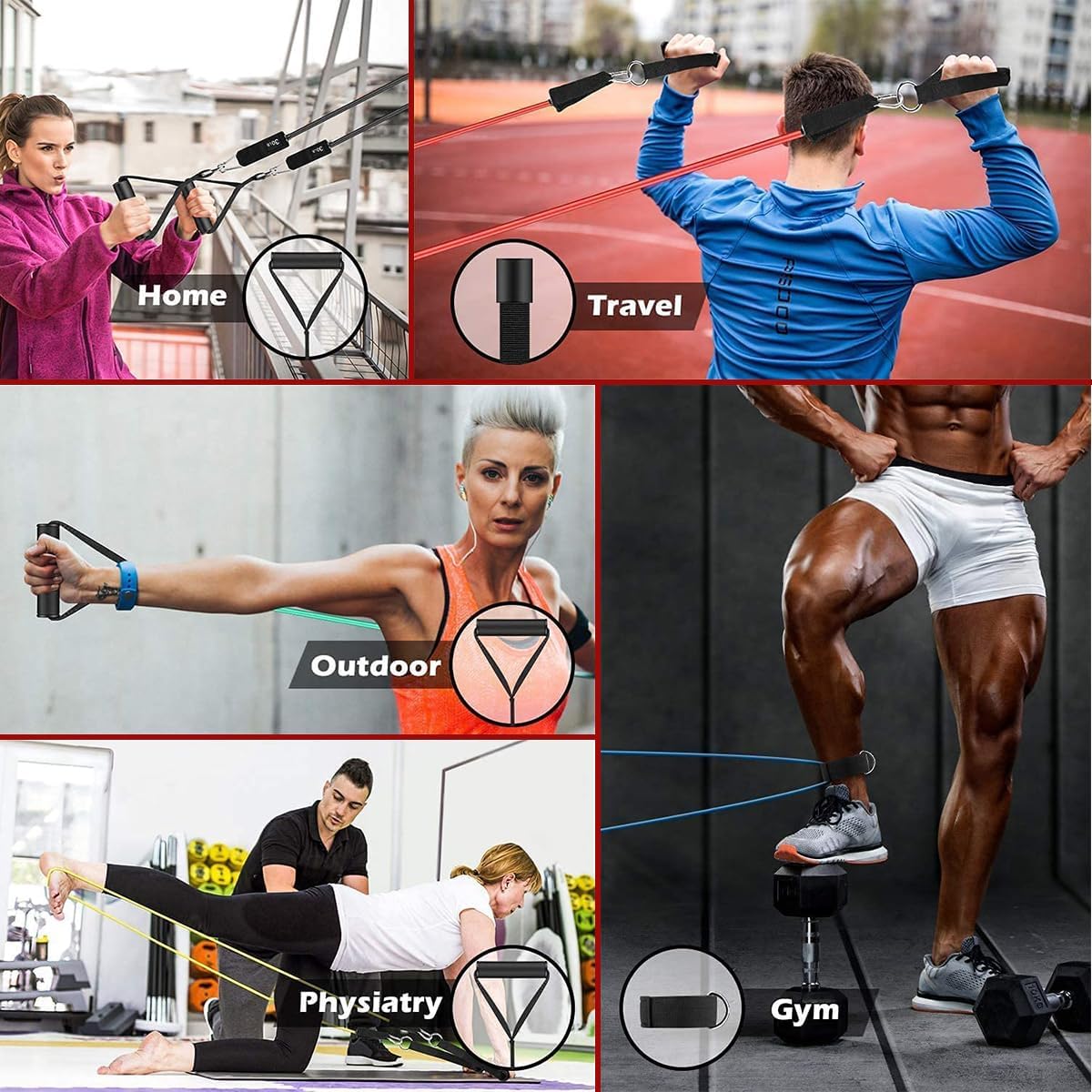 Thumbnail 6 de VEICK Widerstandsbänder-Set (5er) mit Griffen, Knöchelriemen und Türanker – Trainingsbänder fürs Heimtraining