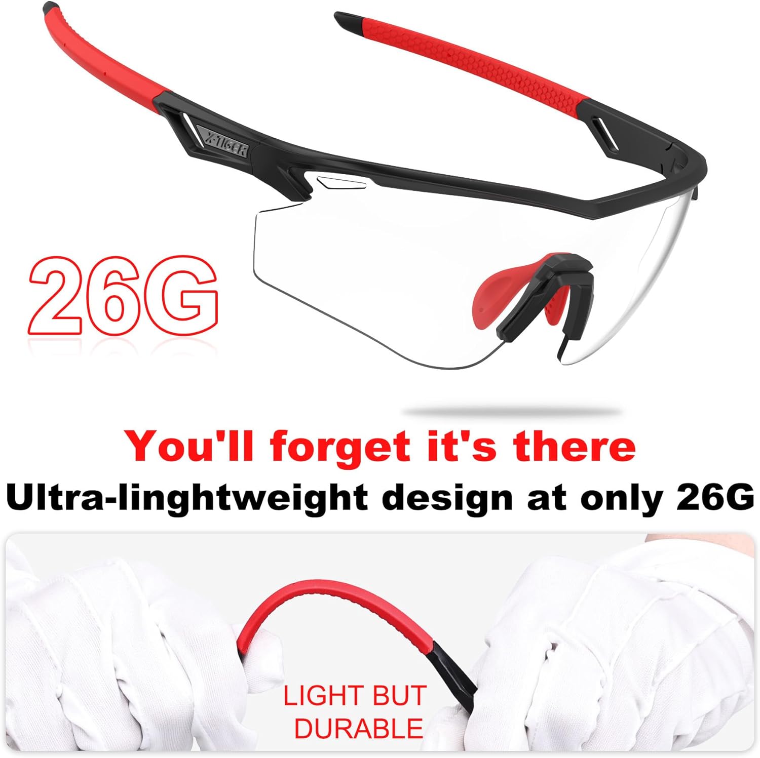 Thumbnail 3 de X-TIGER Occhiali Ciclismo Fotocromatici TR90: leggerezza, protezione UV400 e comfort per MTB e bici