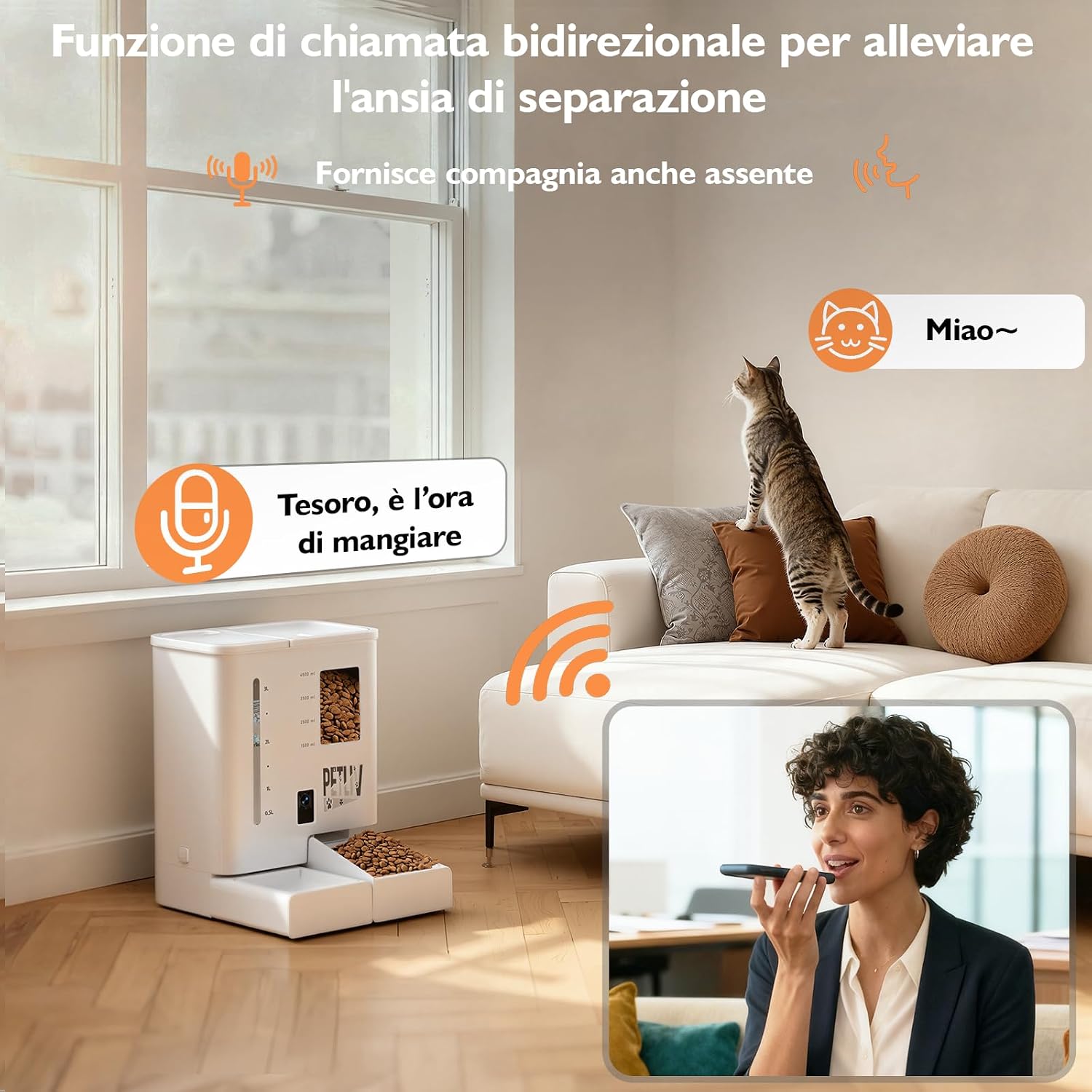 Detalle de PETLIV Distributore Automatico Cibo Gatti con Telecamera 2K e 5L/4L