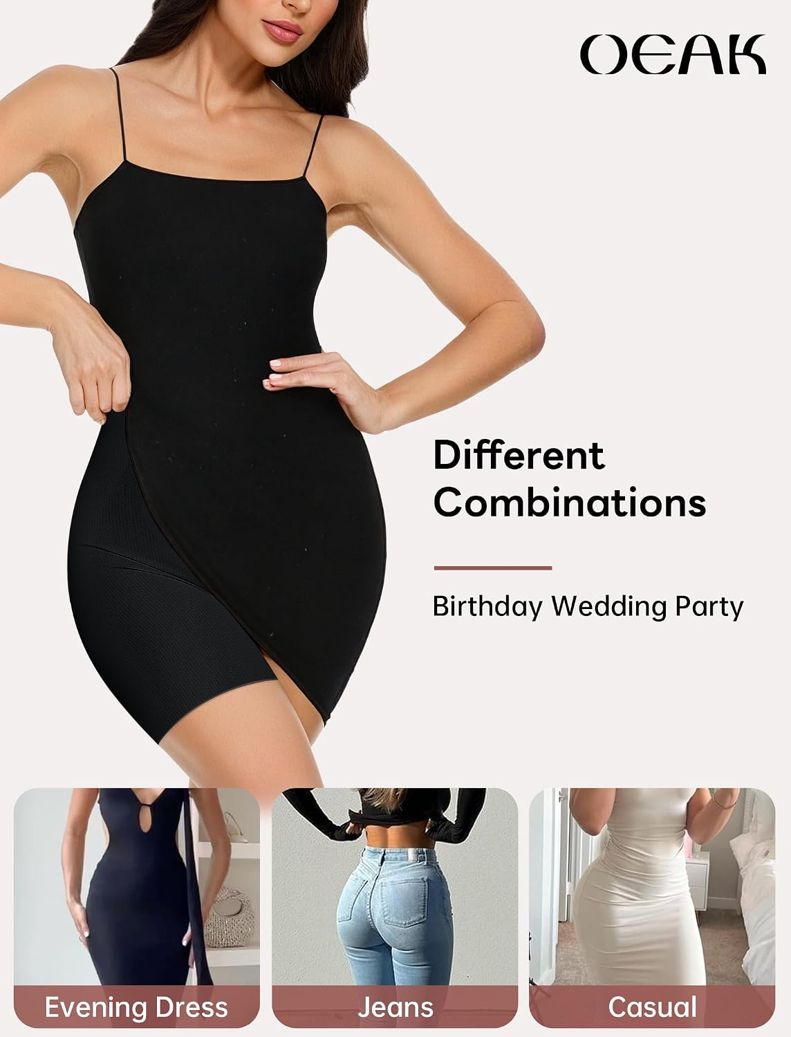 Detalle de OEAK Tummy Control Shapewear Seamless High-Waisted Girdle Under Dress Panty