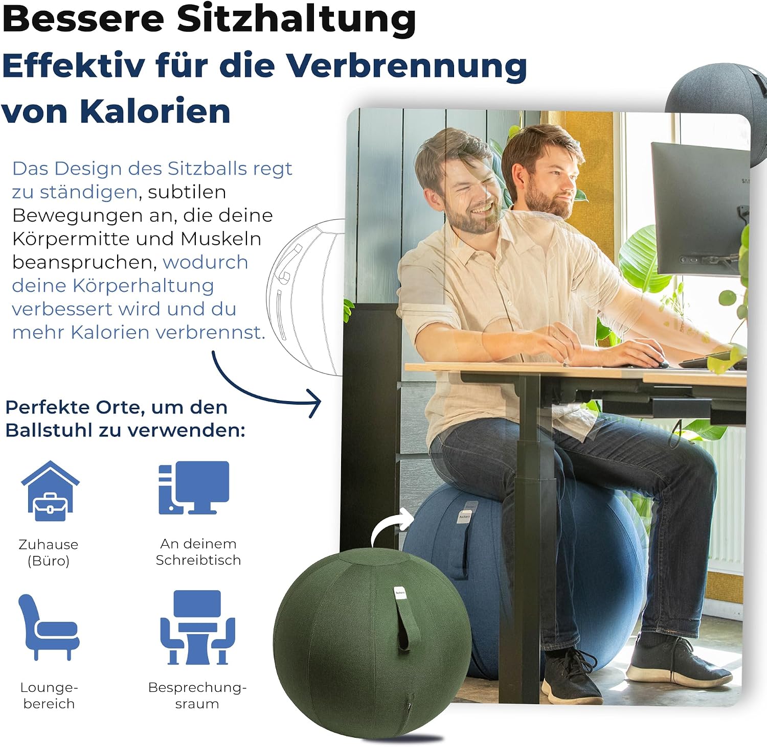 Thumbnail 4 de Backerz Sitzball 75 cm Ergonomisch