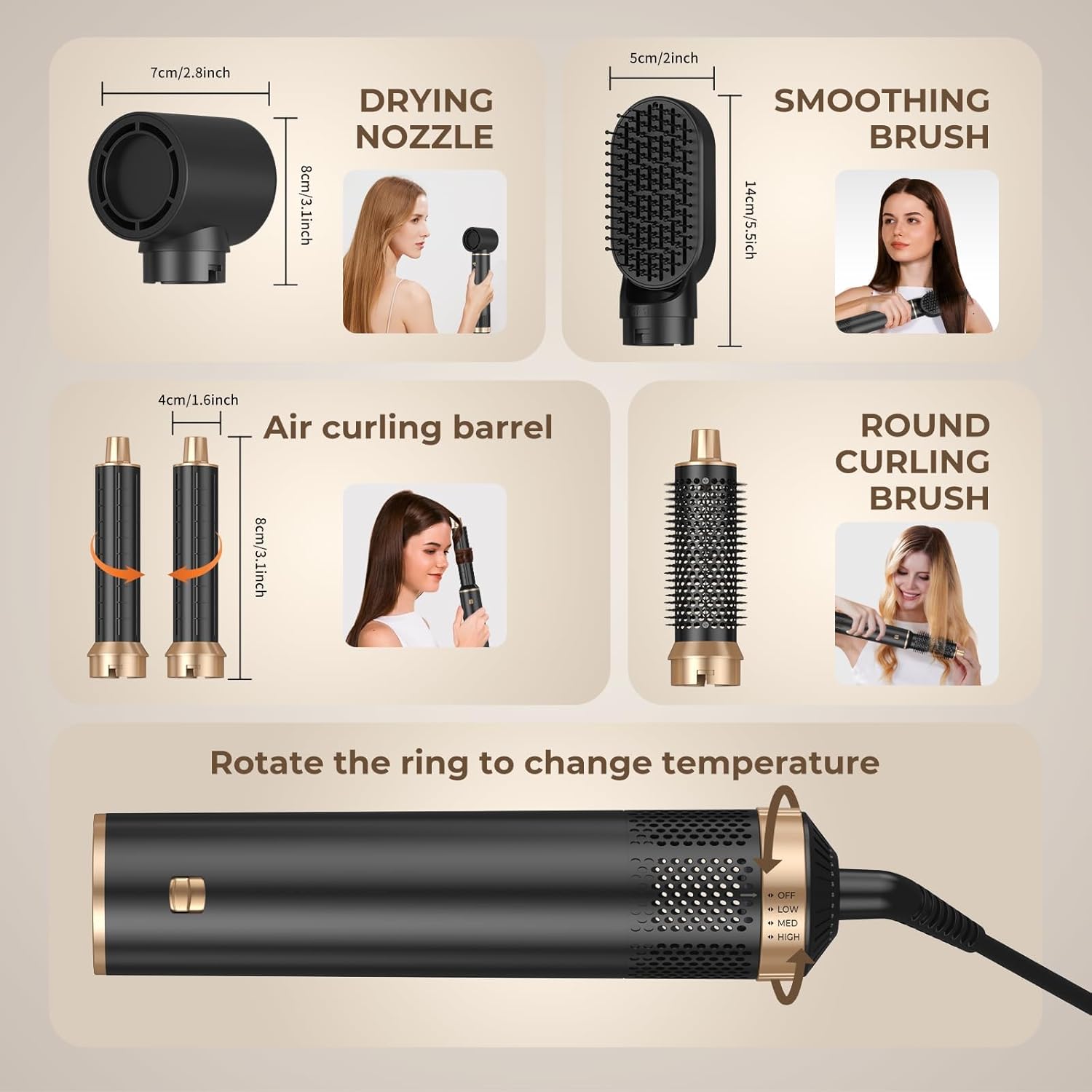 Thumbnail 6 de UKLISS Set Styler per Capelli 5 in 1 (Airstyler/air curlers) con asciugacapelli e accessori per volume, ricci e lisci