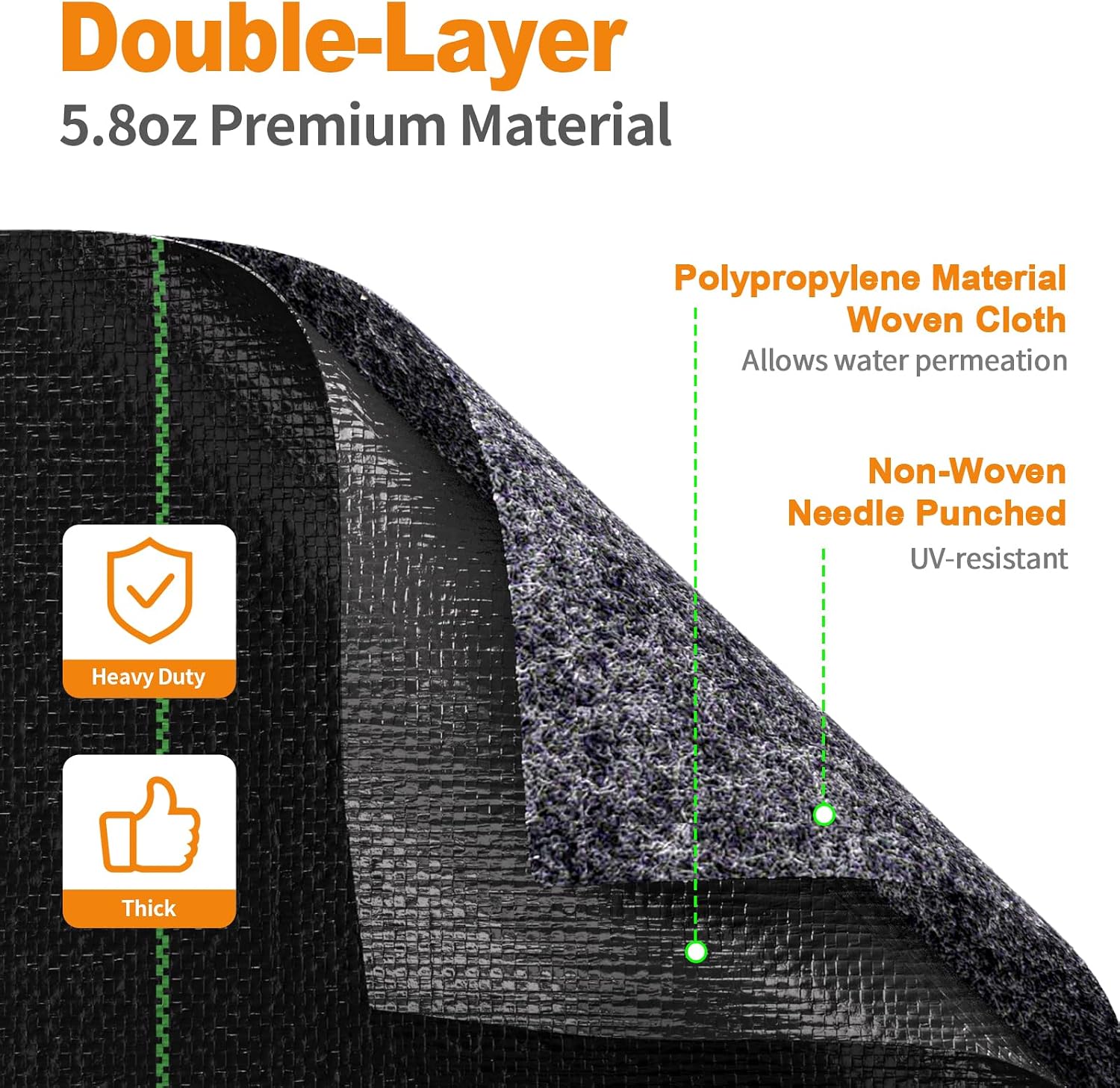 Detalle 2 de AMAGABELI GARDEN & HOME 5 oz Weed Barrier Fabric, 4 ft x 100 ft
