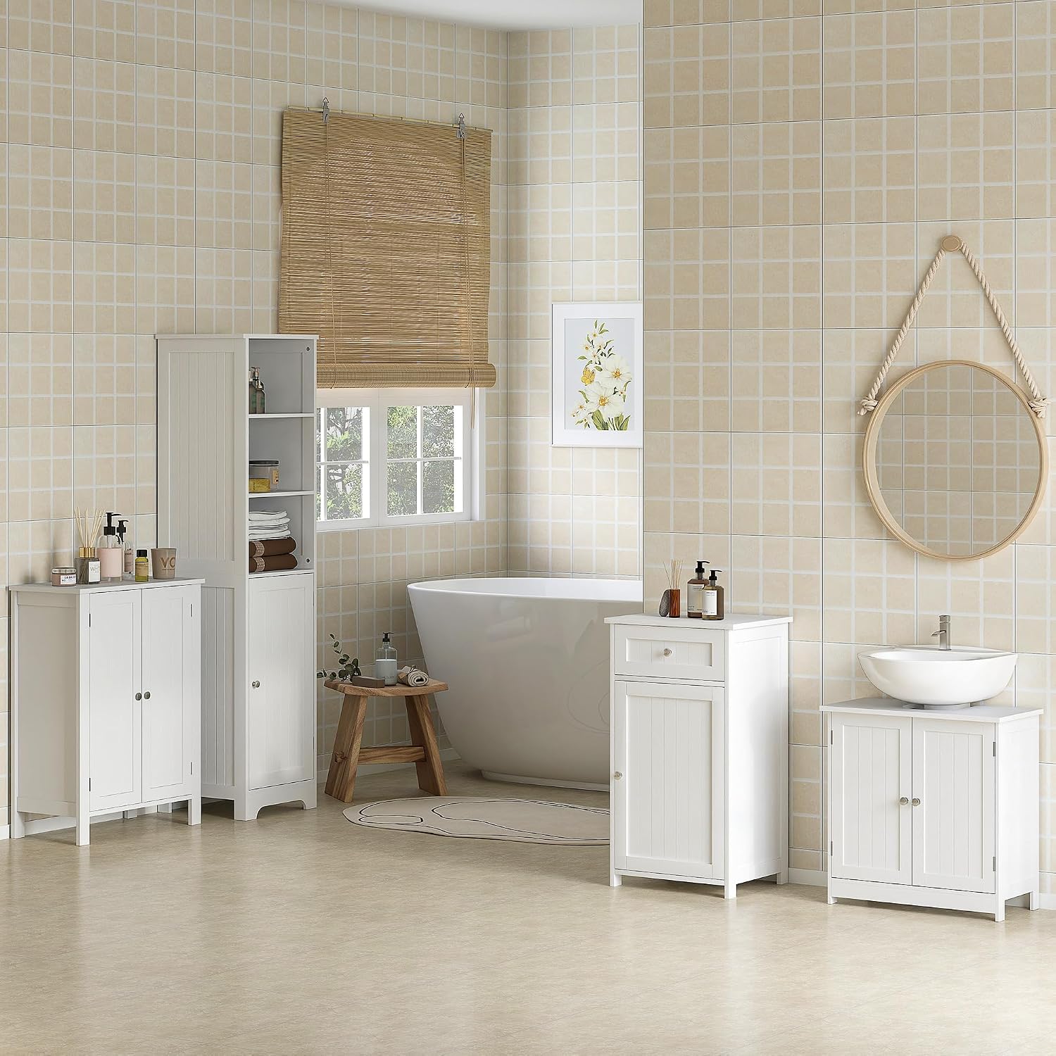 Thumbnail 1 de HOMCOM Mueble bajo Lavabo 60x30x60 cm Blanco
