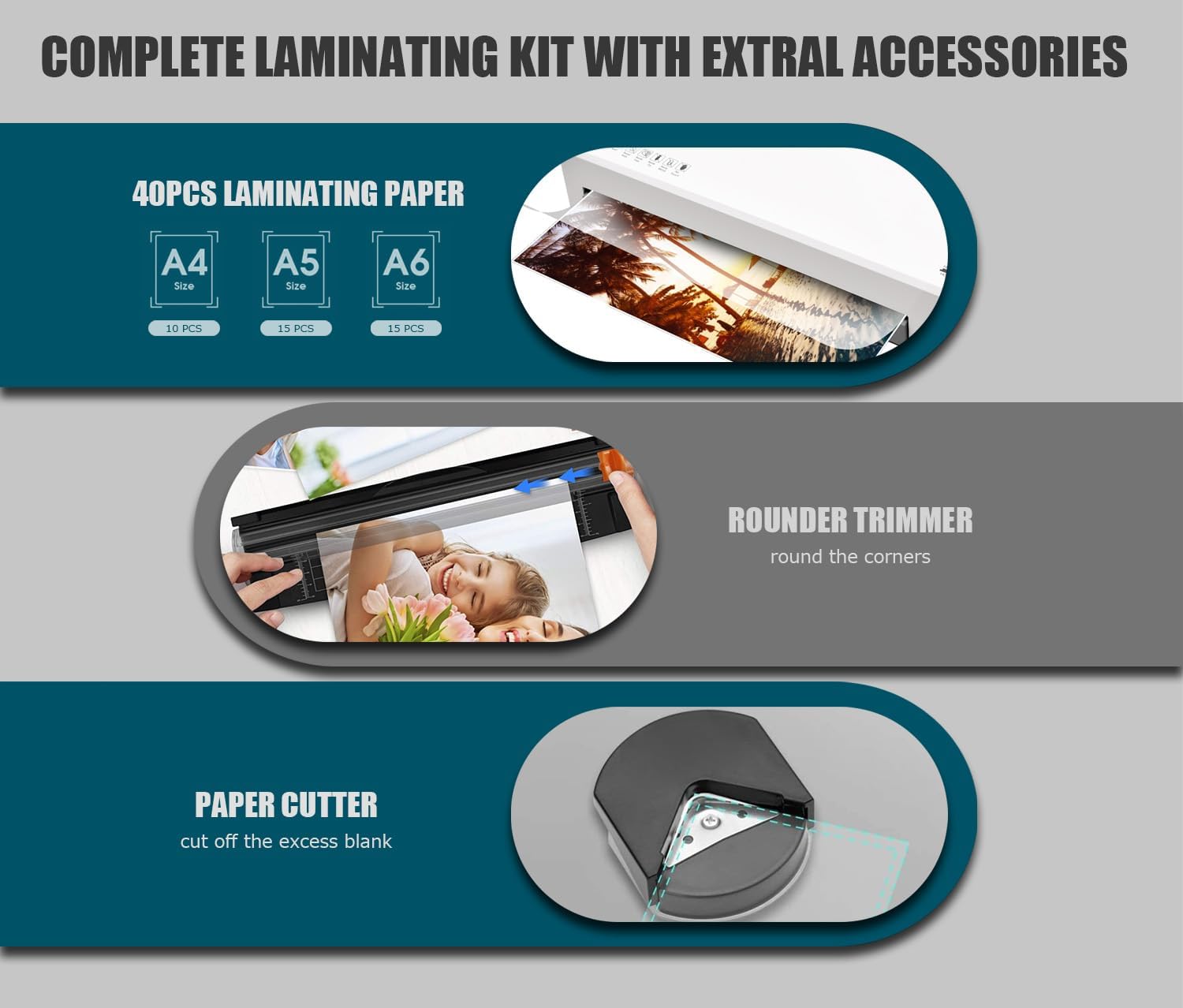 Detalle de Buyounger 9-Inch Thermal and Cold Laminator, 1-Minute Warmup, 2 Rollers