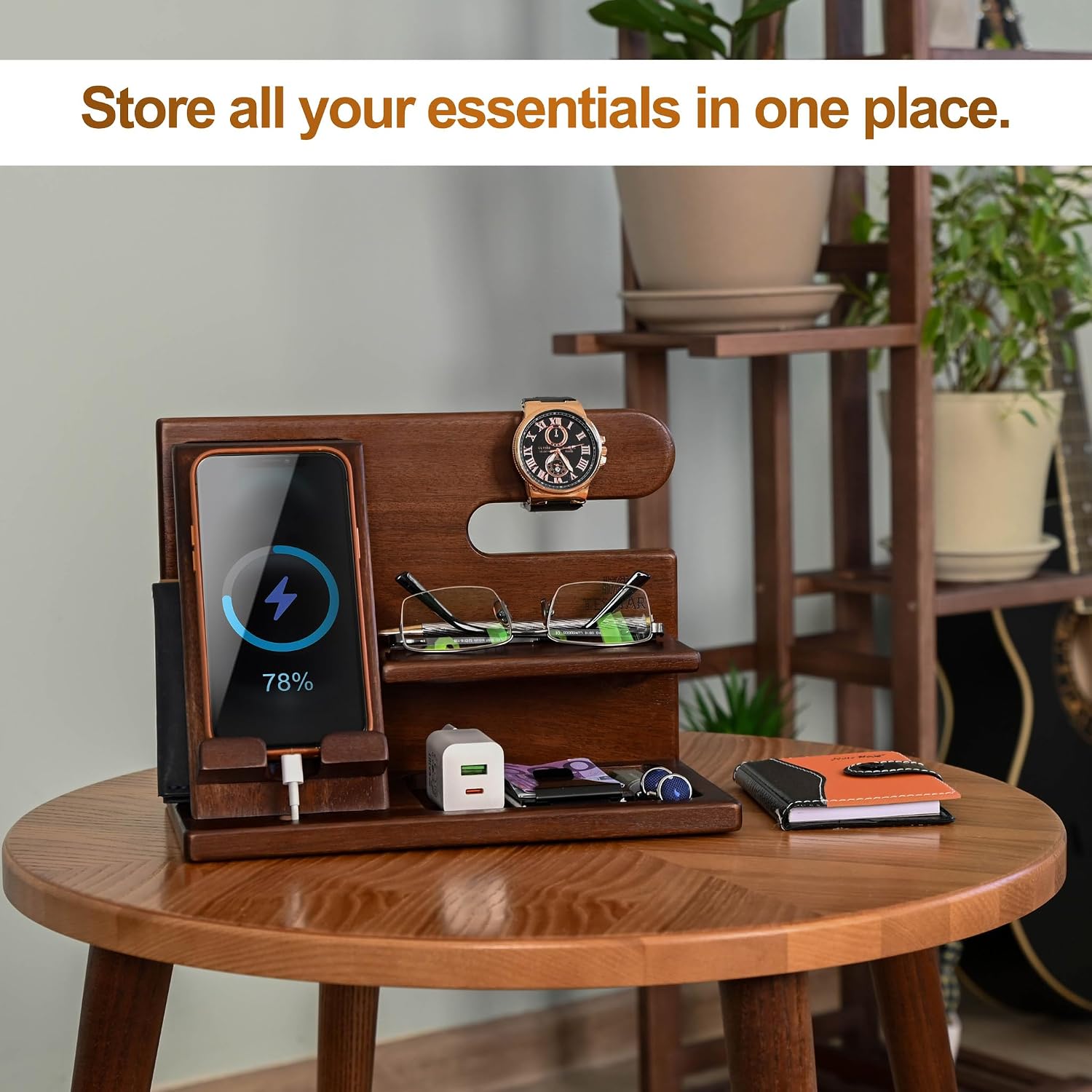 Detalle 2 de Teslyar Dad Gifts wood phone docking station