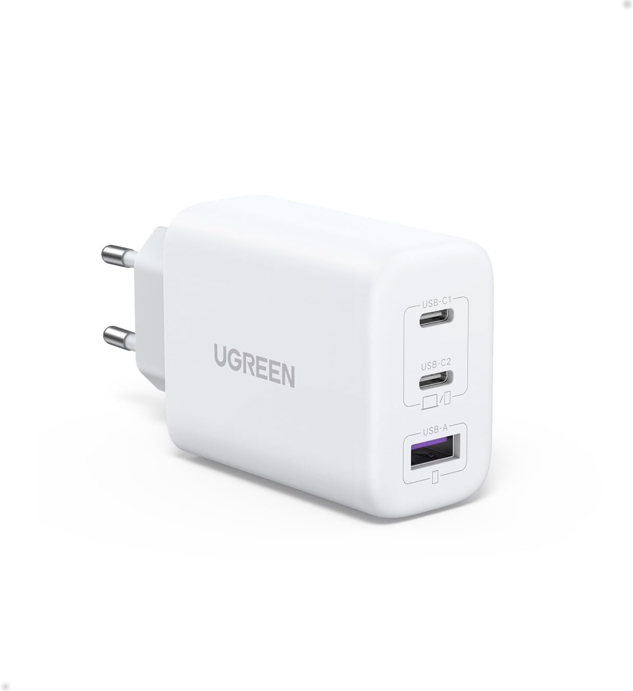 Detalle de UGREEN 65W USB-C-lader met 3 poorten, 2 USB-C en 1 USB-A