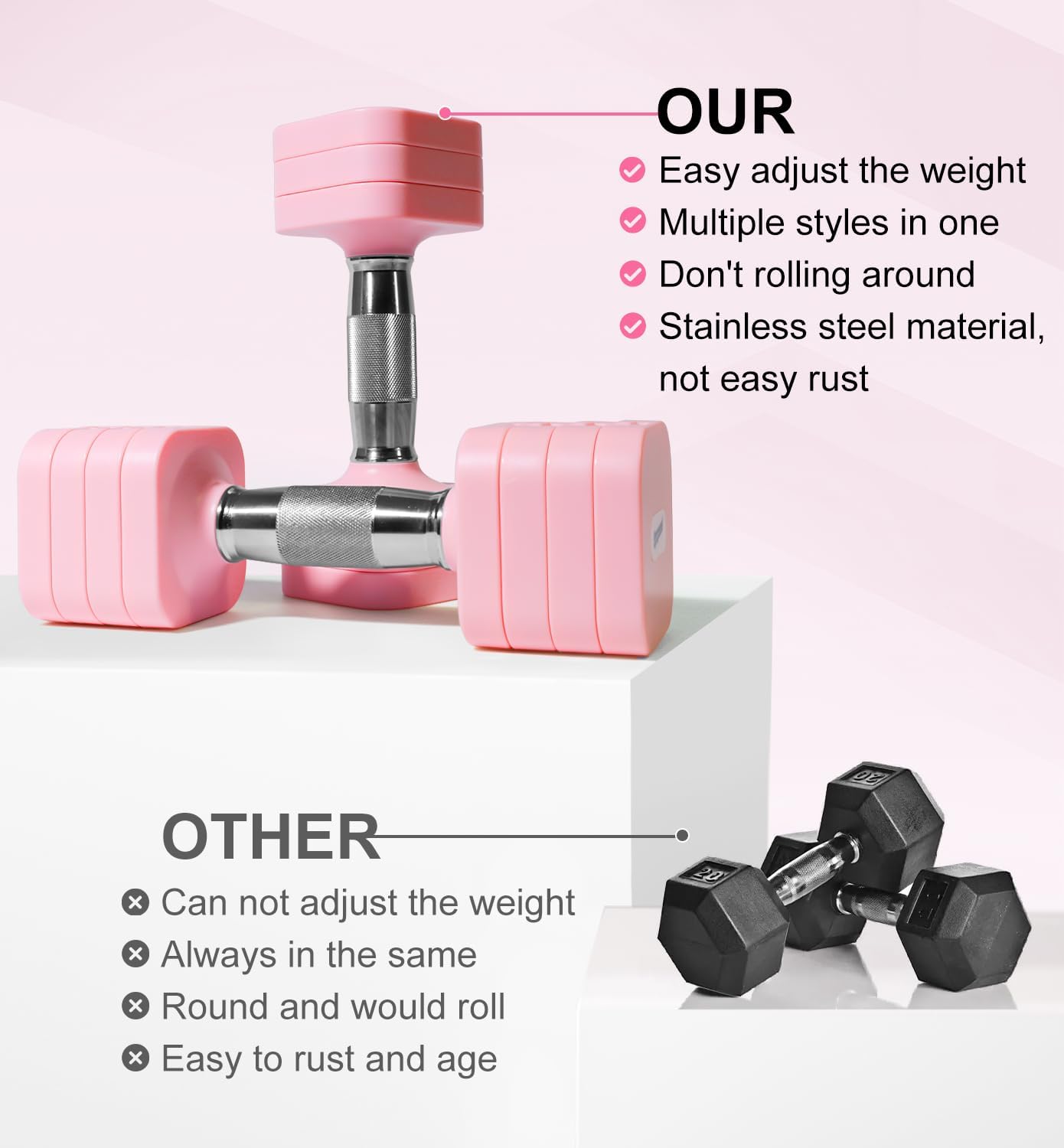 Thumbnail 2 de Adjustable Dumbbell Set 15–50 lb for Home Gym