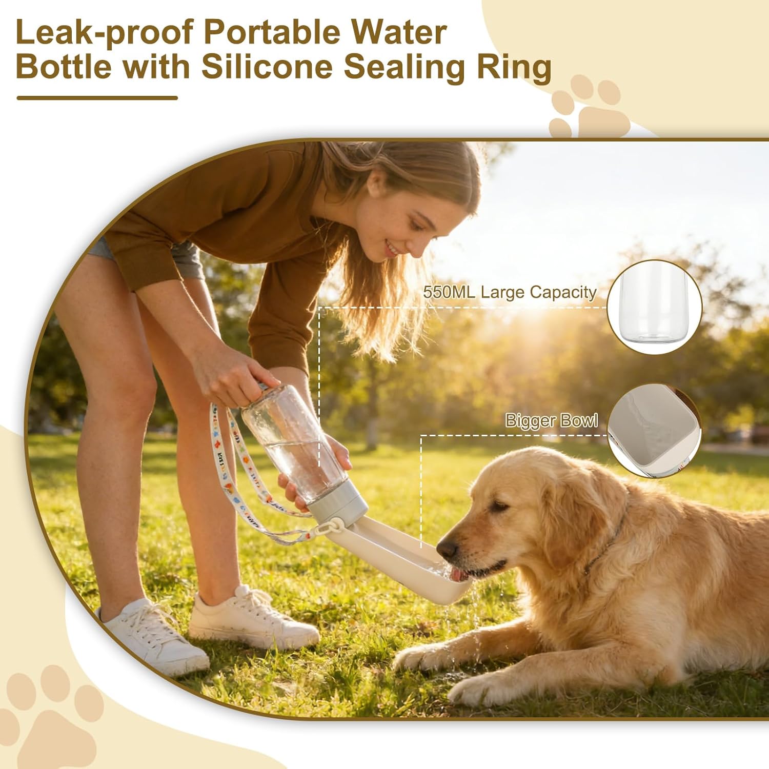 Thumbnail 3 de VINATO Borraccia per cani da viaggio 550 ml ripiegabile con ciotola e tappo anti-perdite