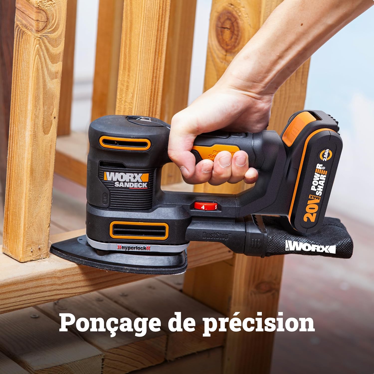 Thumbnail 3 de WORX Ponceuse Multifonction sans Fil 20V WX820.9 – 5 en 1, livré avec 5 bases et 15 abrasifs