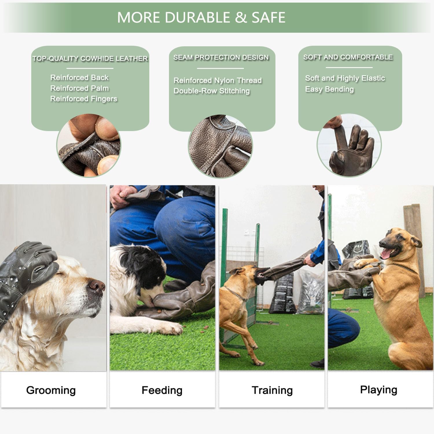 Detalle de FIPASEN Animal Handling Gloves Bite Resistant (60cm) – Durable, Bite-Proof Work Gloves for Pets and Garden Tasks