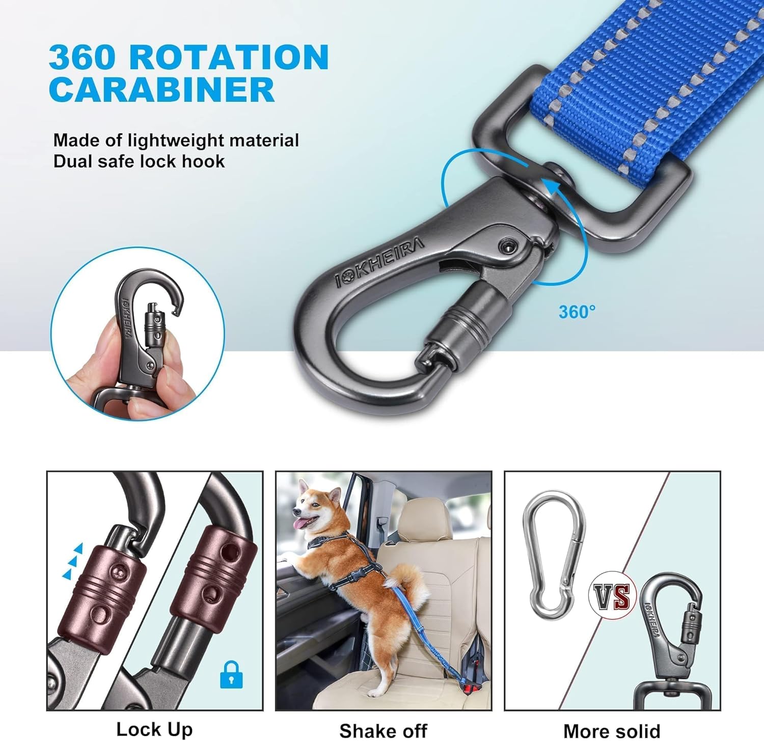 Detalle de IOKHEIRA Dog Seat Belt for Car – Safe, ISOFIX/LATCH Compatible Dog Harness (Blue)