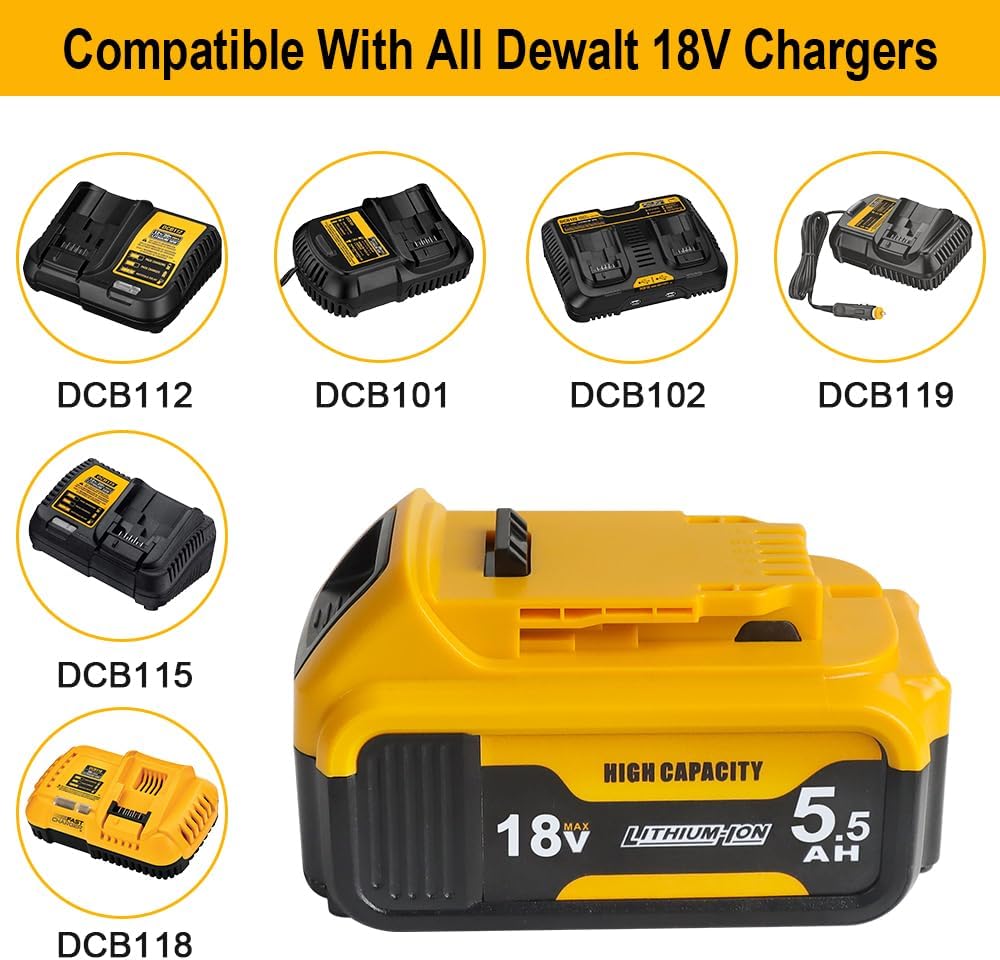 Detalle de 18V Powarobor DCB184 5.5Ah lithium battery