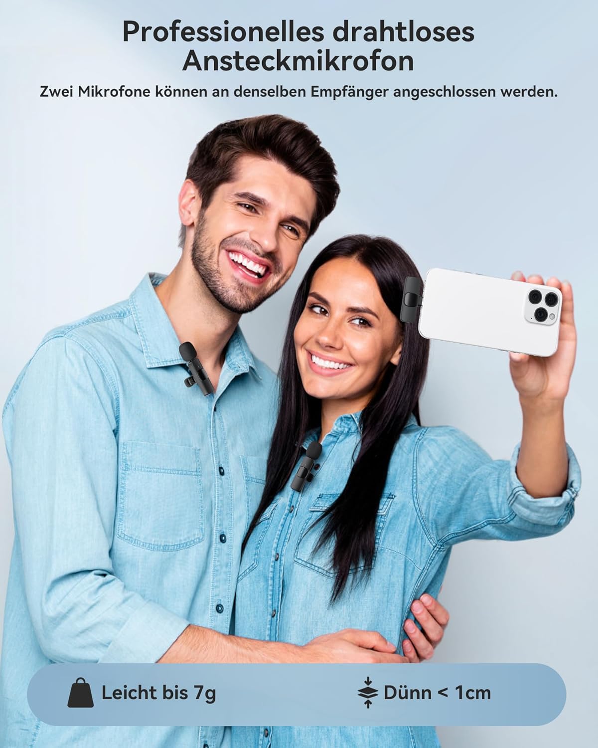 Detalle 2 de KUKIHO Lavalier Mikrofon 2‑Sender für Smartphone